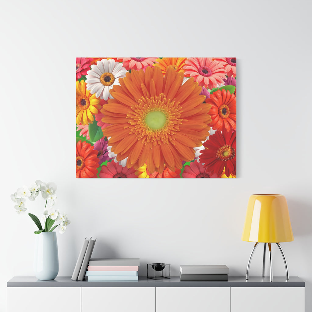 "Orange Gerbera" - Bright Gerbera Daisy Canvas Wall Art — Colorful Floral Botanical Print