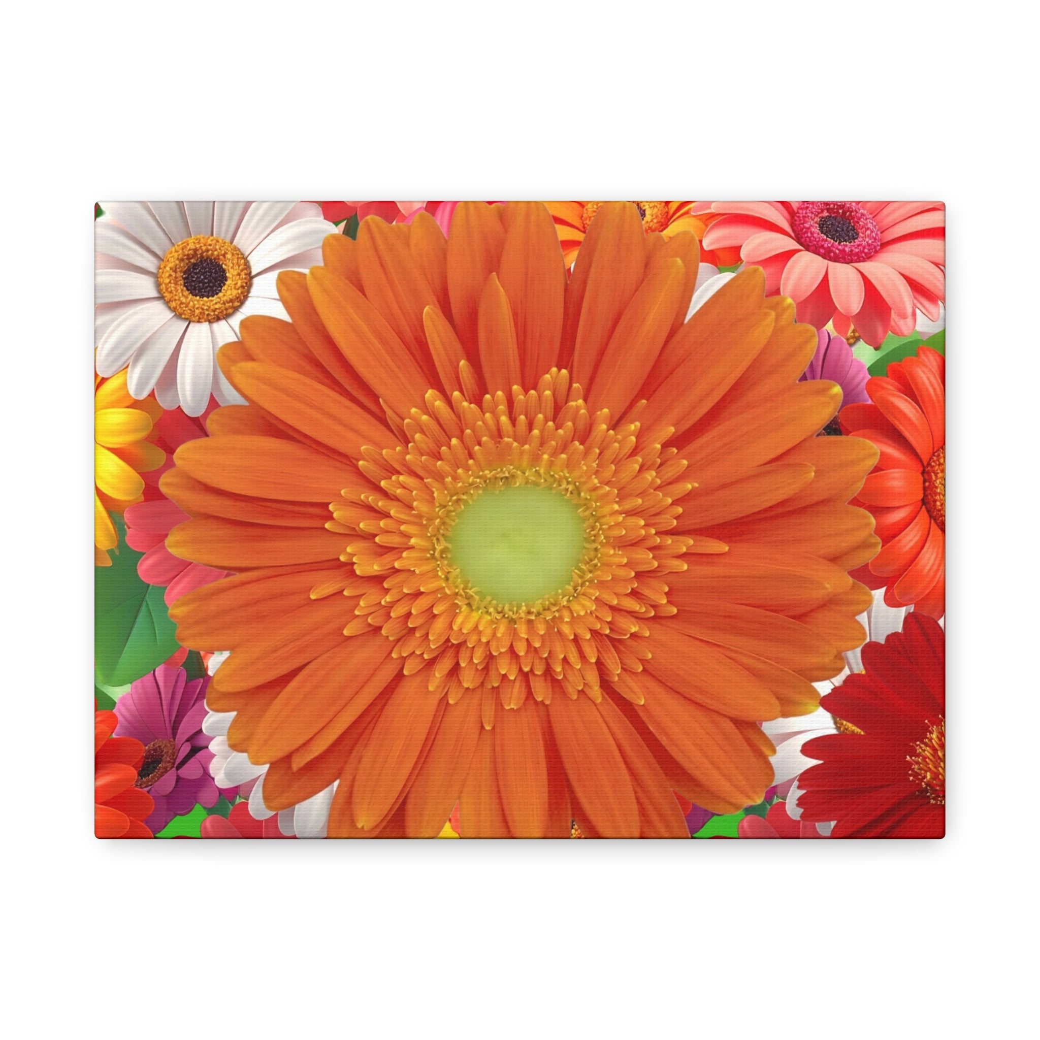 Gerbera Daisy Floral Matte Canvas Print — Vibrant Orange Flower Wall Art