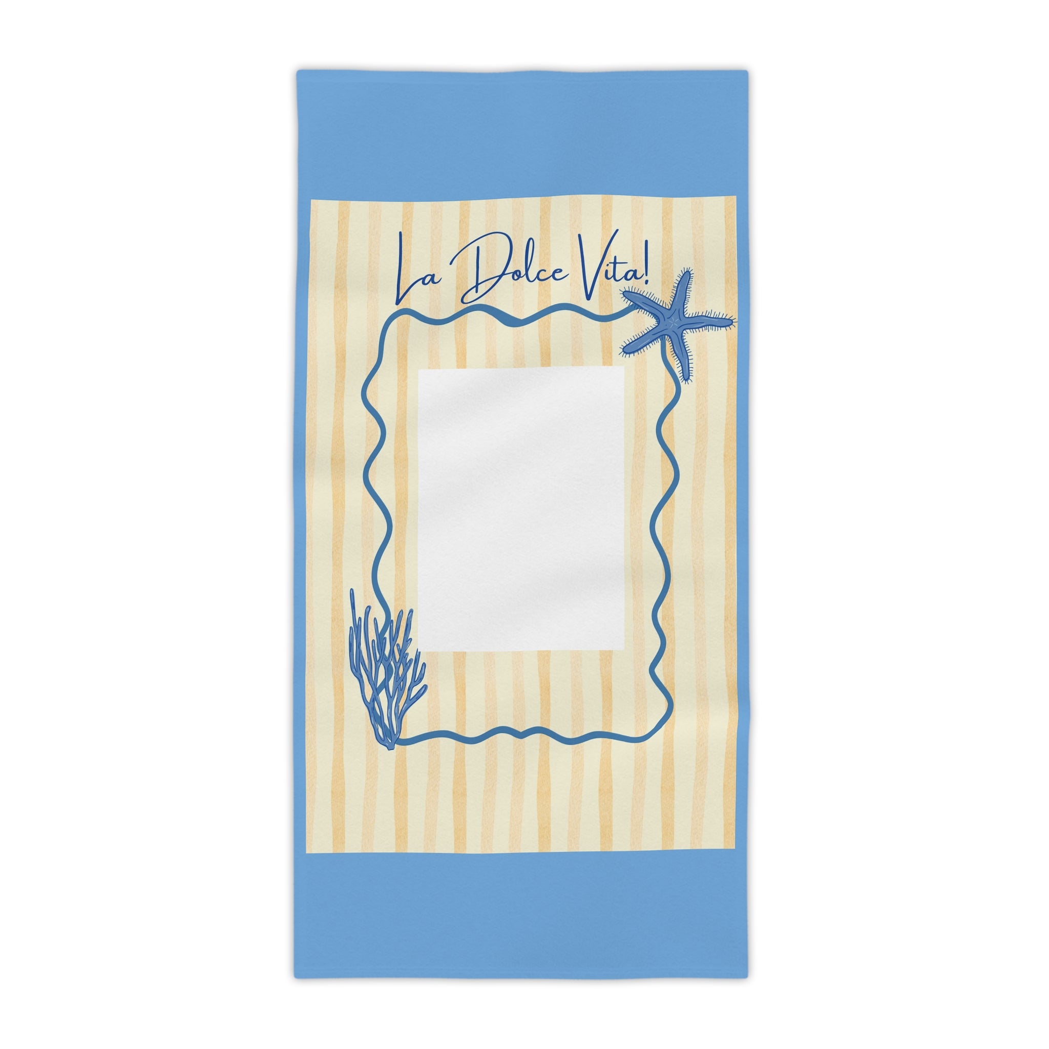 La Dolce Vita Beach Towel - Coastal Starfish & Coral Striped Towel