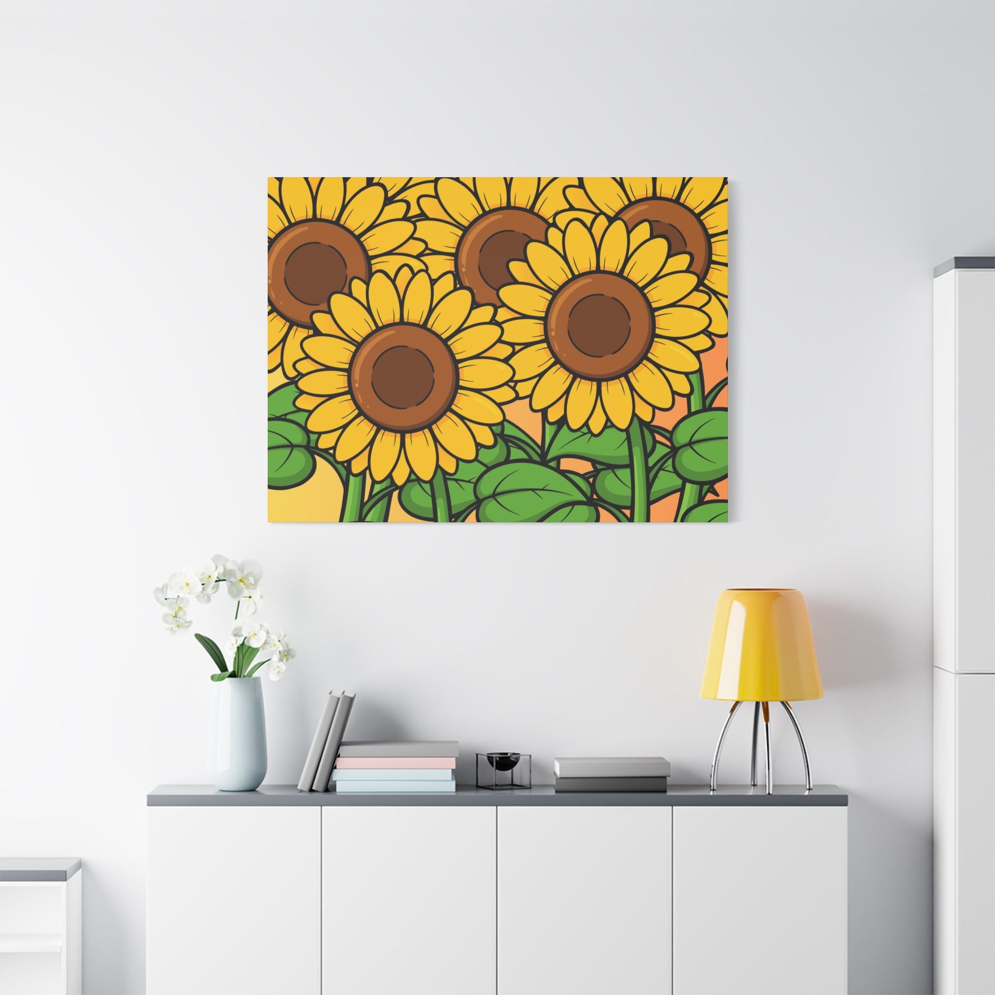 Sunflower Field Matte Canvas Wall Art — Bright Botanical Stretched Print