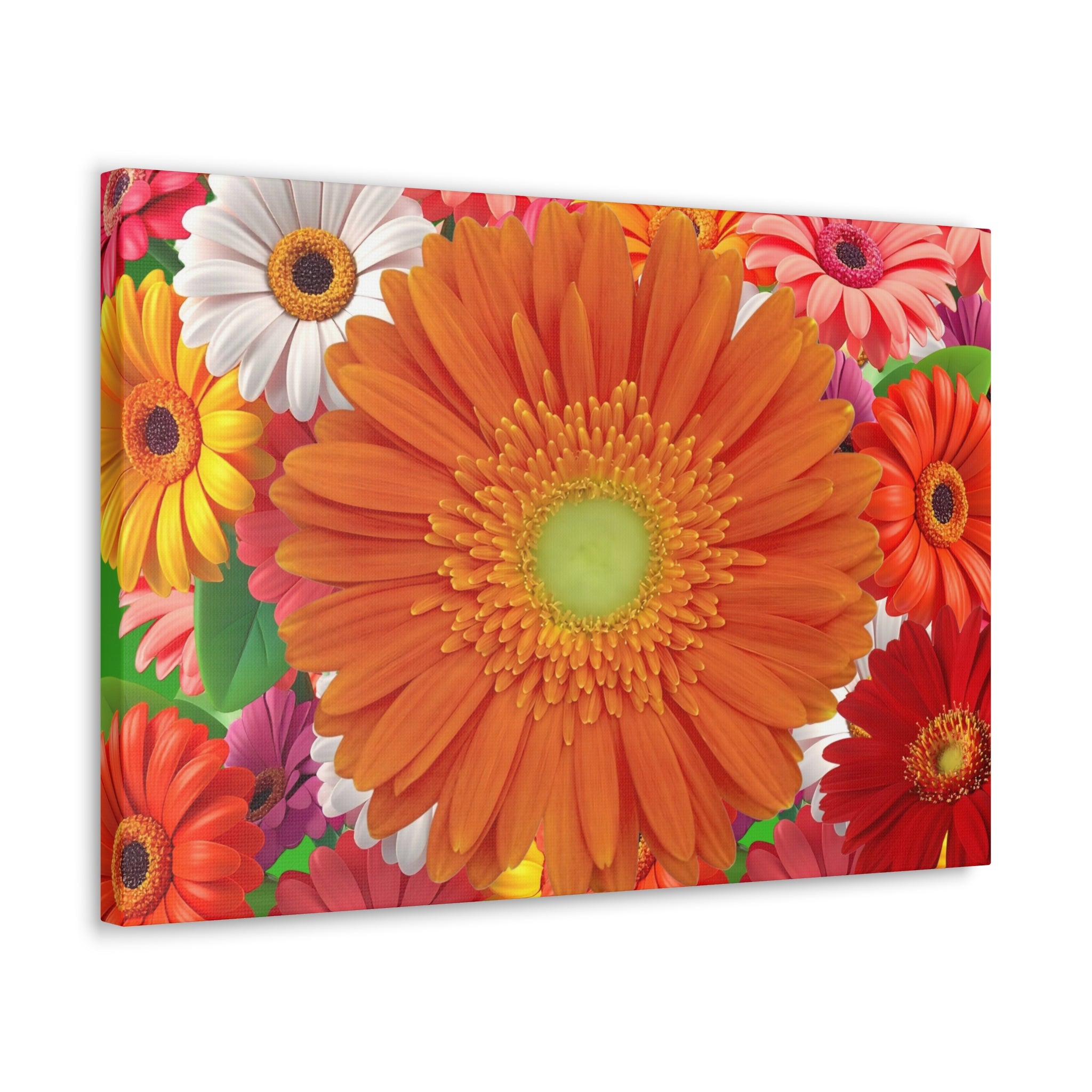 "Orange Gerbera" - Bright Gerbera Daisy Canvas Wall Art — Colorful Floral Botanical Print