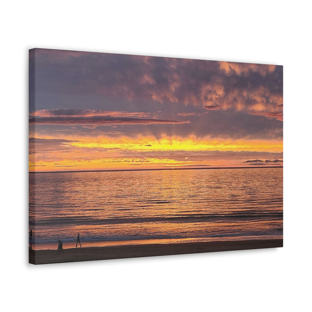 Relaxing Sunset Beach Canvas Wall Art — Golden Ocean Sunset Photography