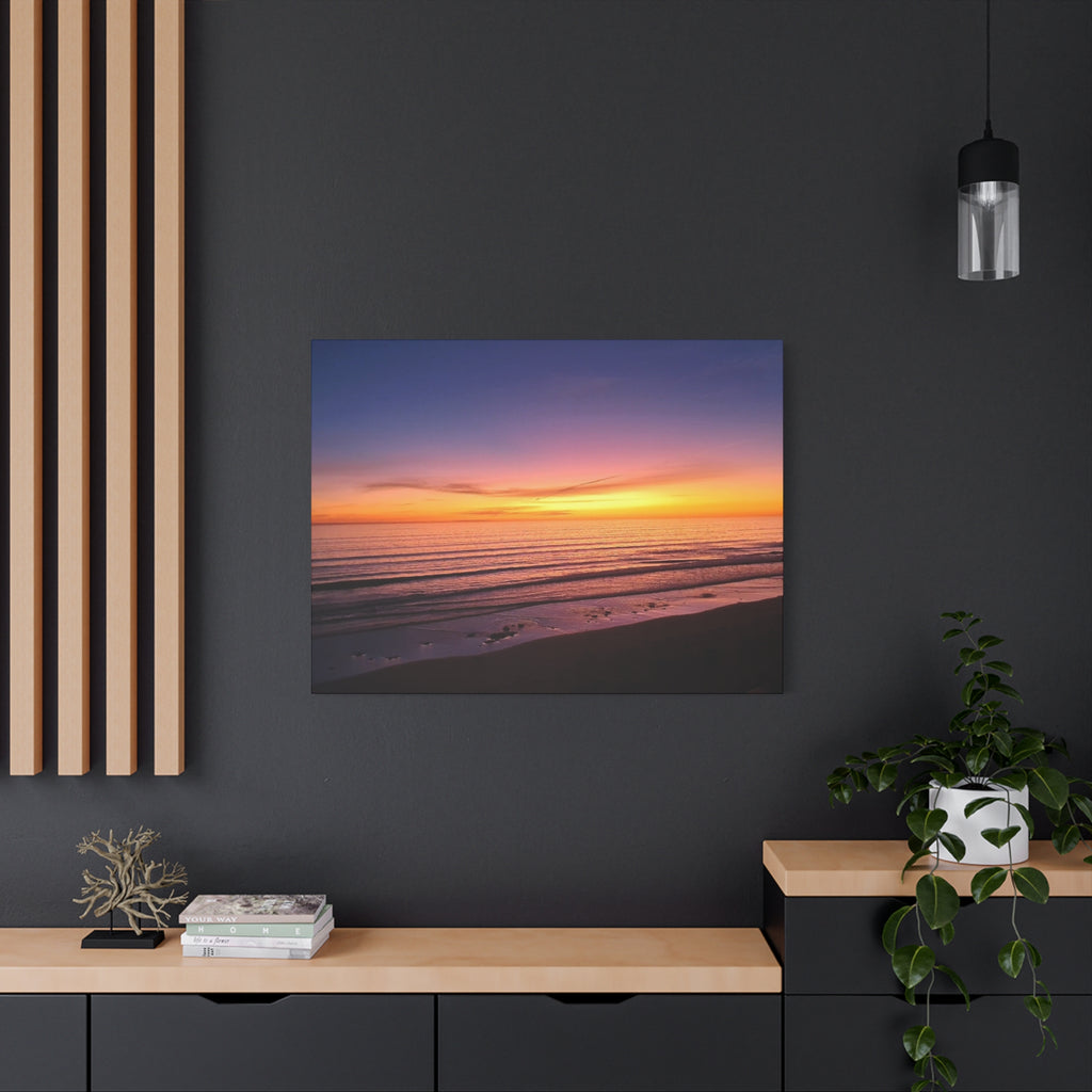 Sunset Beach Canvas Wall Art — Coastal Ocean Landscape Canvas Print