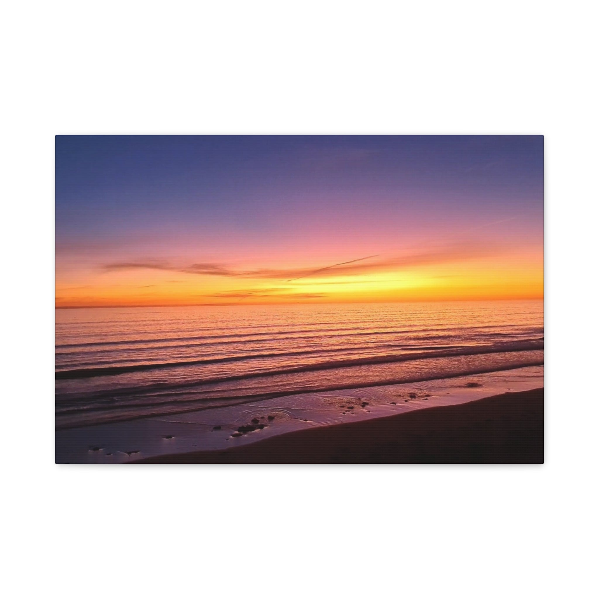 Sunset Beach Canvas Wall Art — Coastal Ocean Landscape Canvas Print