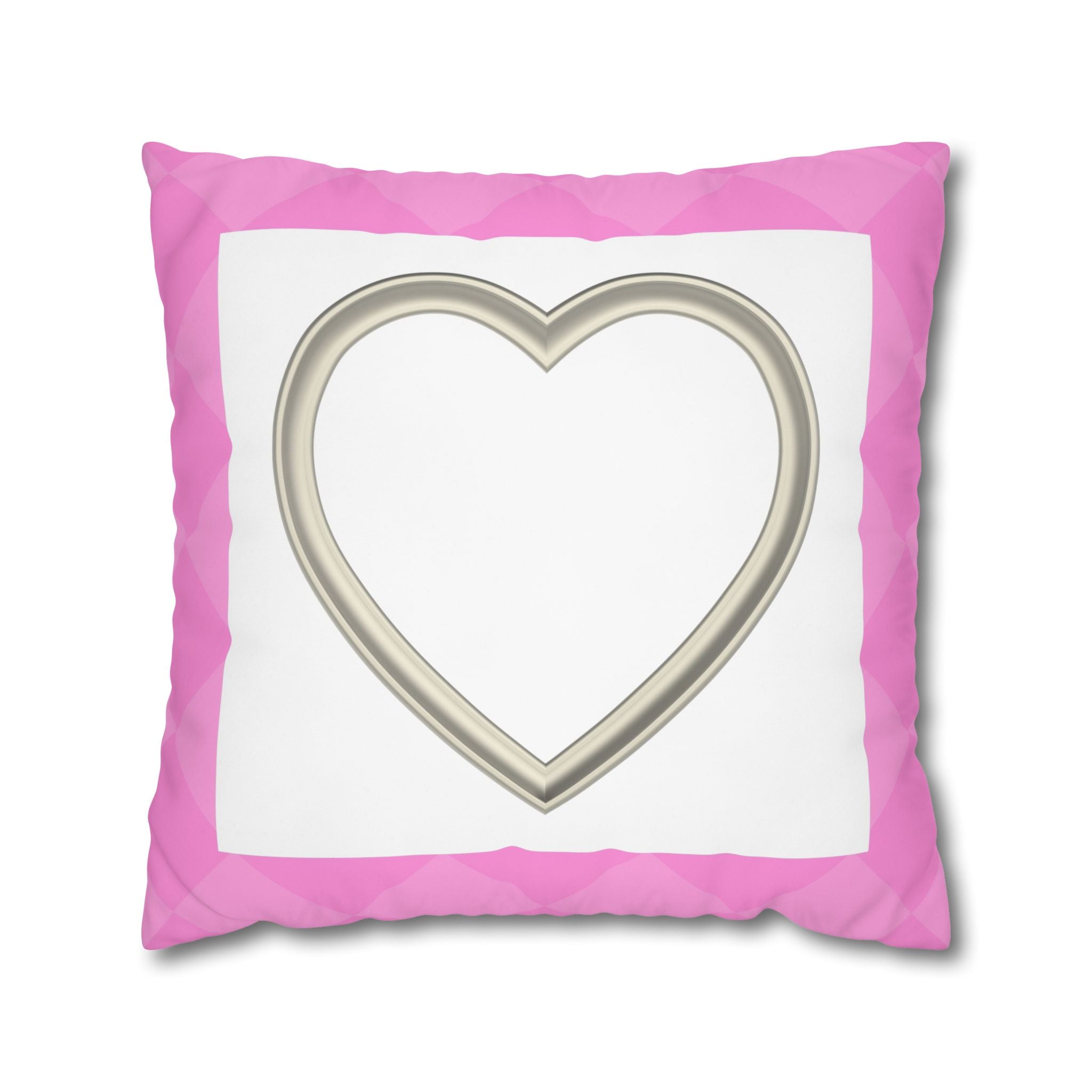 Pink Heart Frame Pillowcase — Square Decorative Throw Pillow Cover