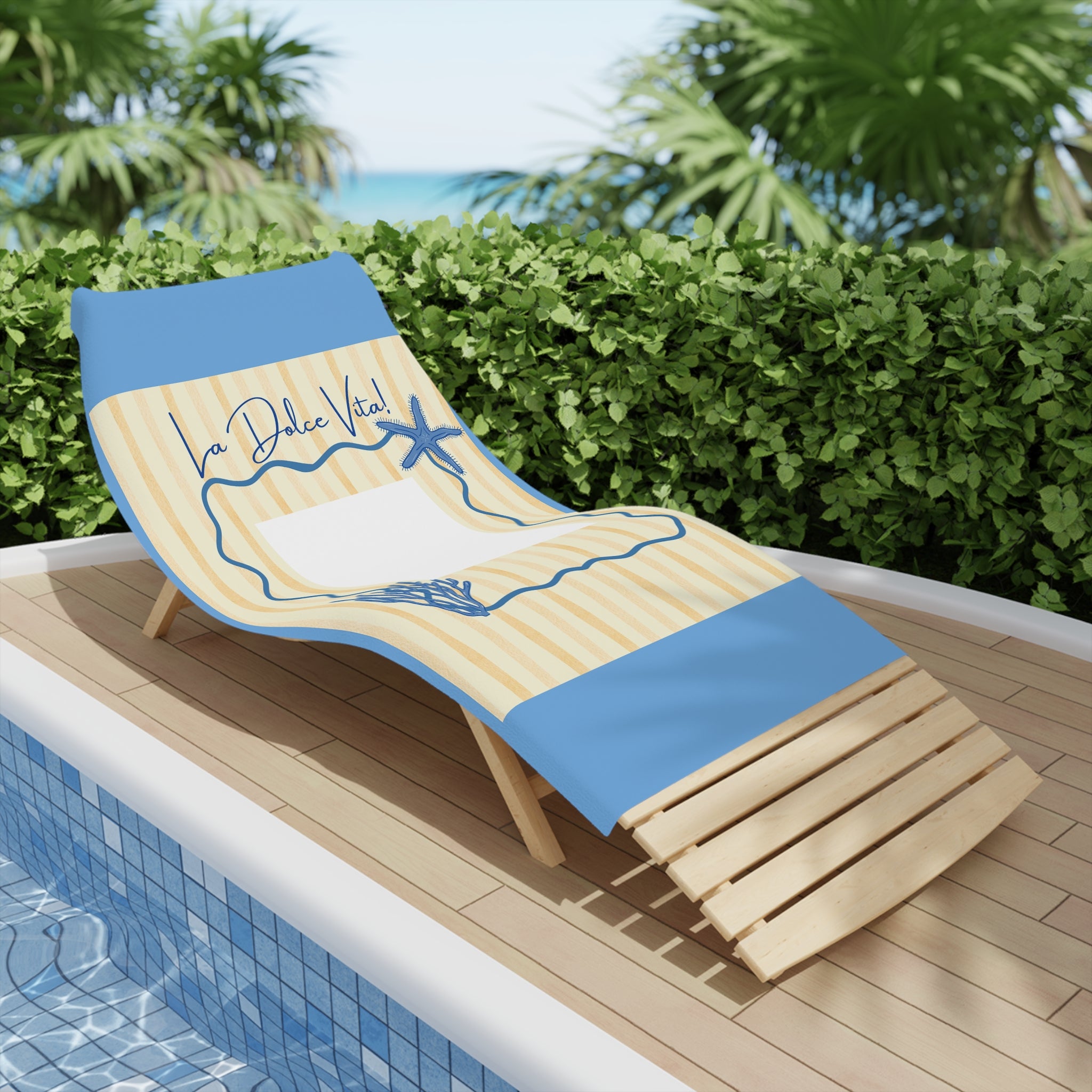 La Dolce Vita Beach Towel - Coastal Starfish & Coral Striped Towel