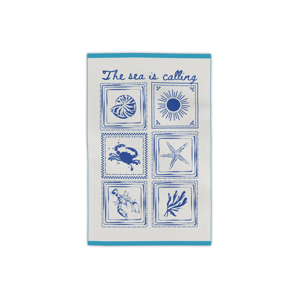 The Sea Is Calling Beach Towel – Nautical Shells & Starfish Beach Towel