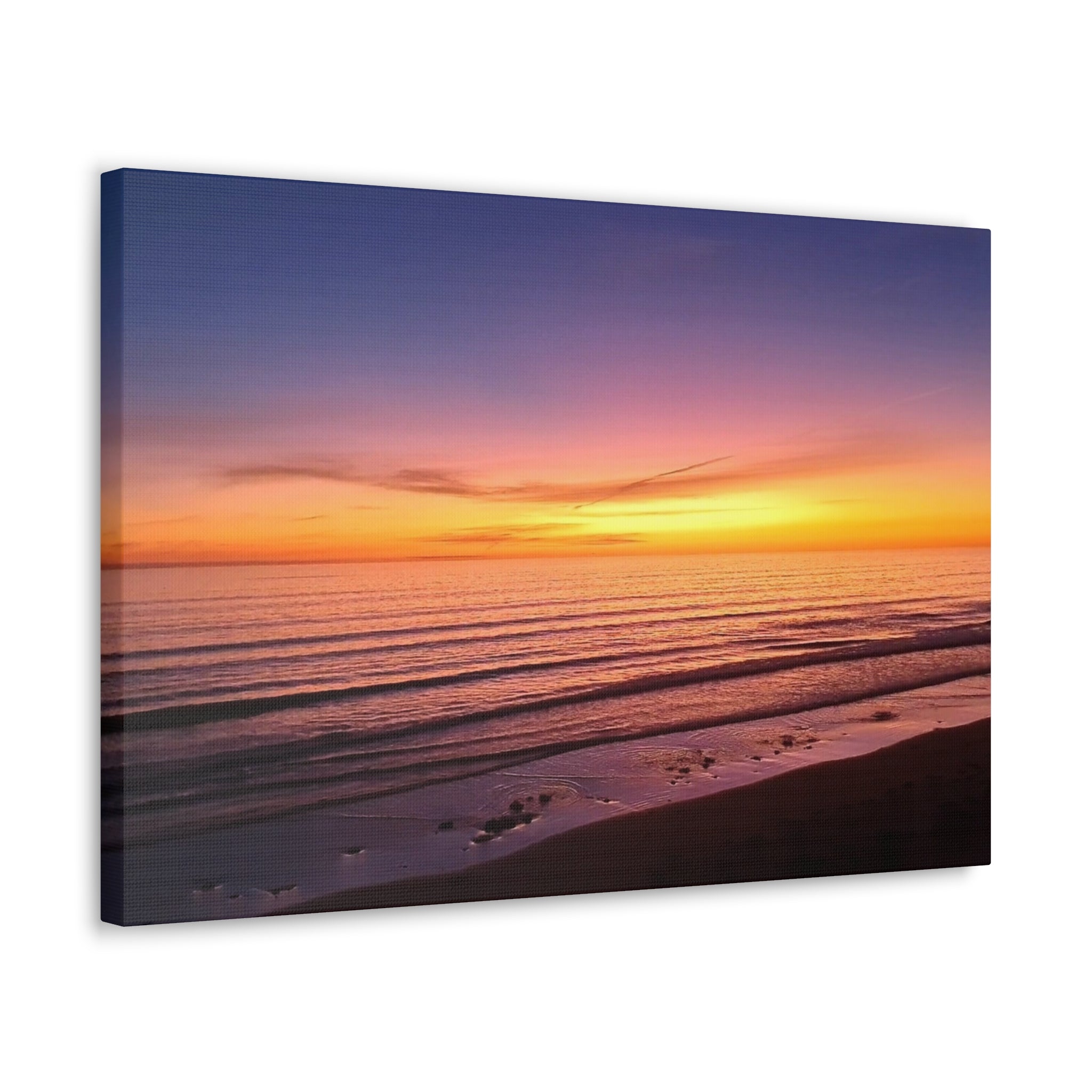 Sunset Beach Canvas Wall Art — Coastal Ocean Landscape Canvas Print