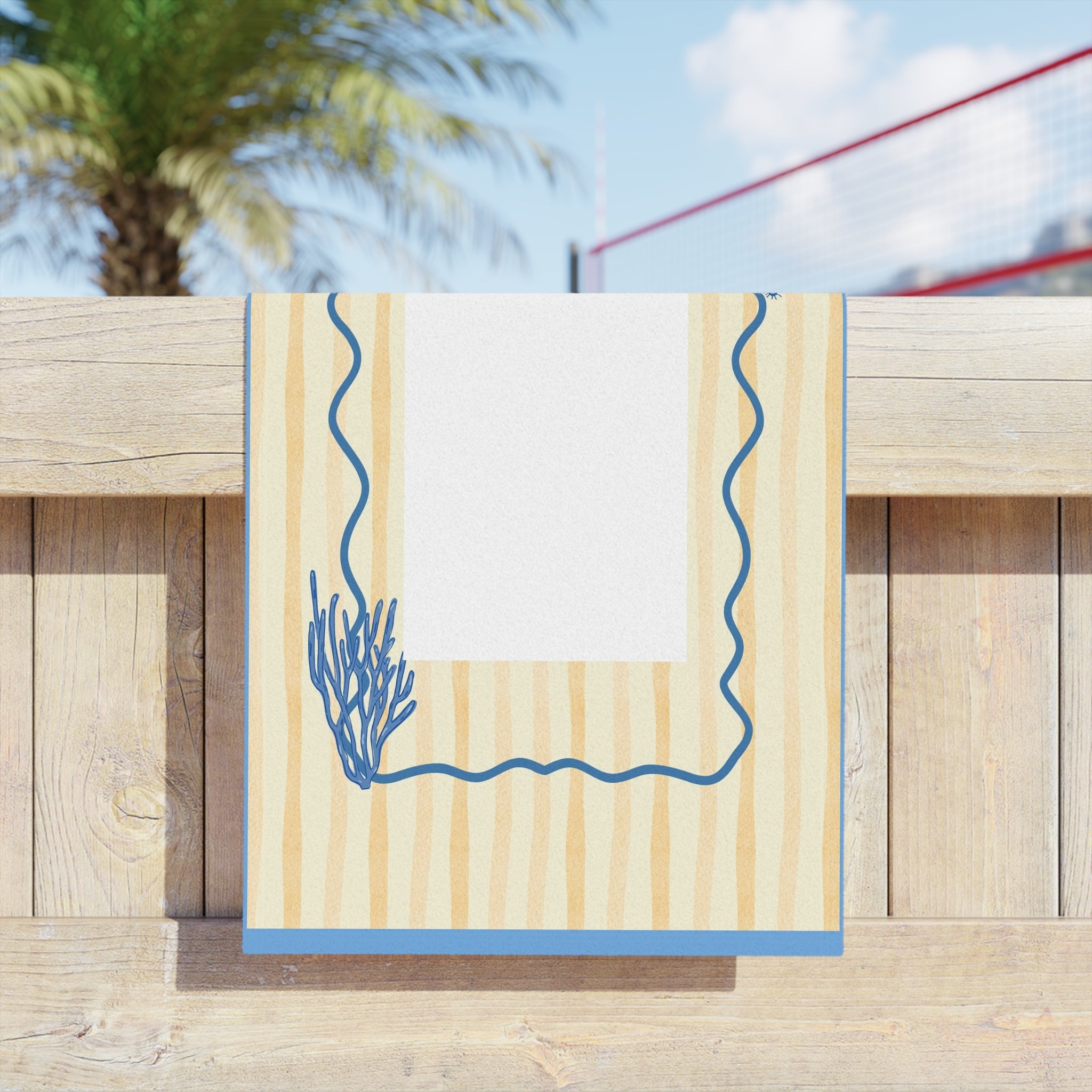 La Dolce Vita Beach Towel - Coastal Starfish & Coral Striped Towel