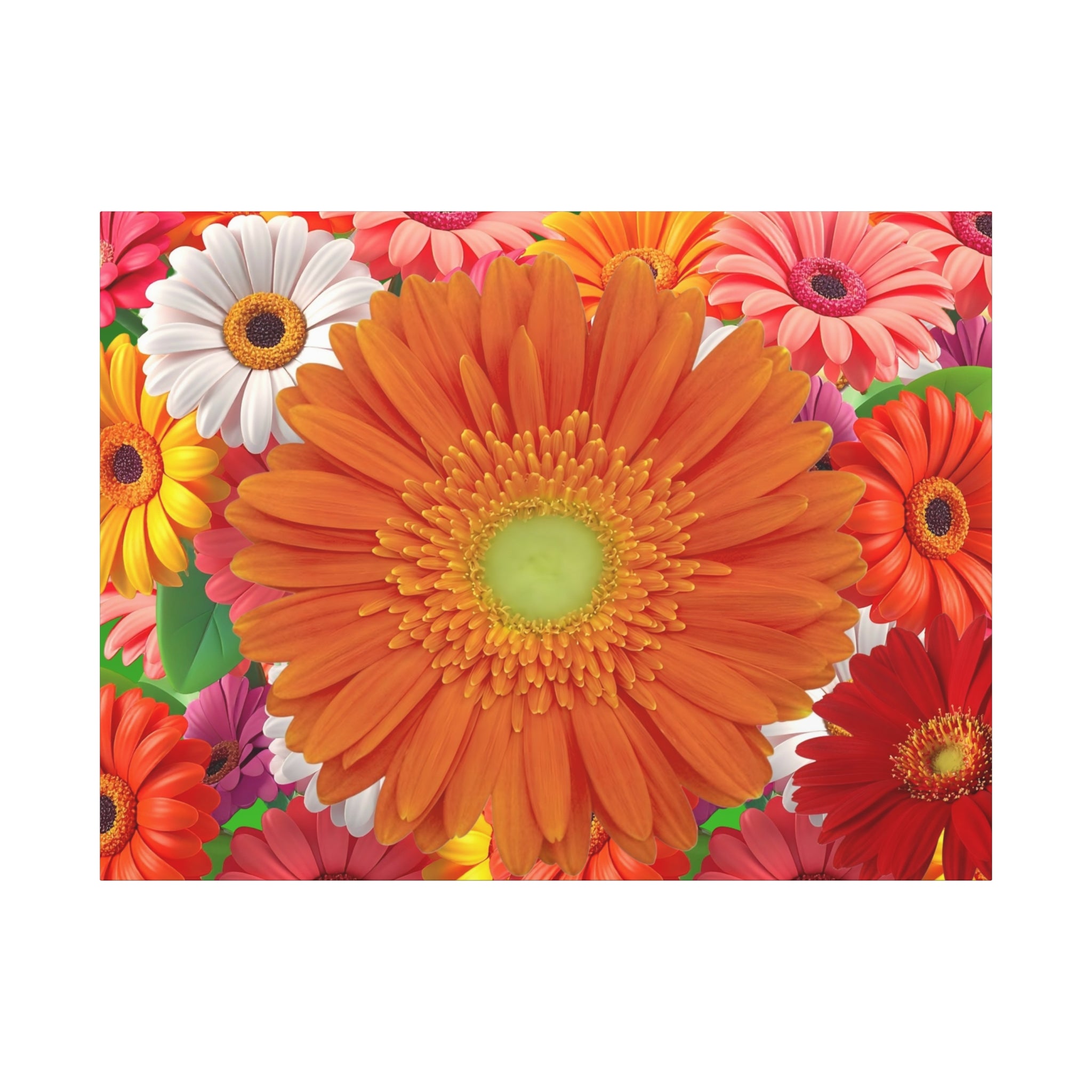Gerbera Daisy Floral Matte Canvas Print — Vibrant Orange Flower Wall Art
