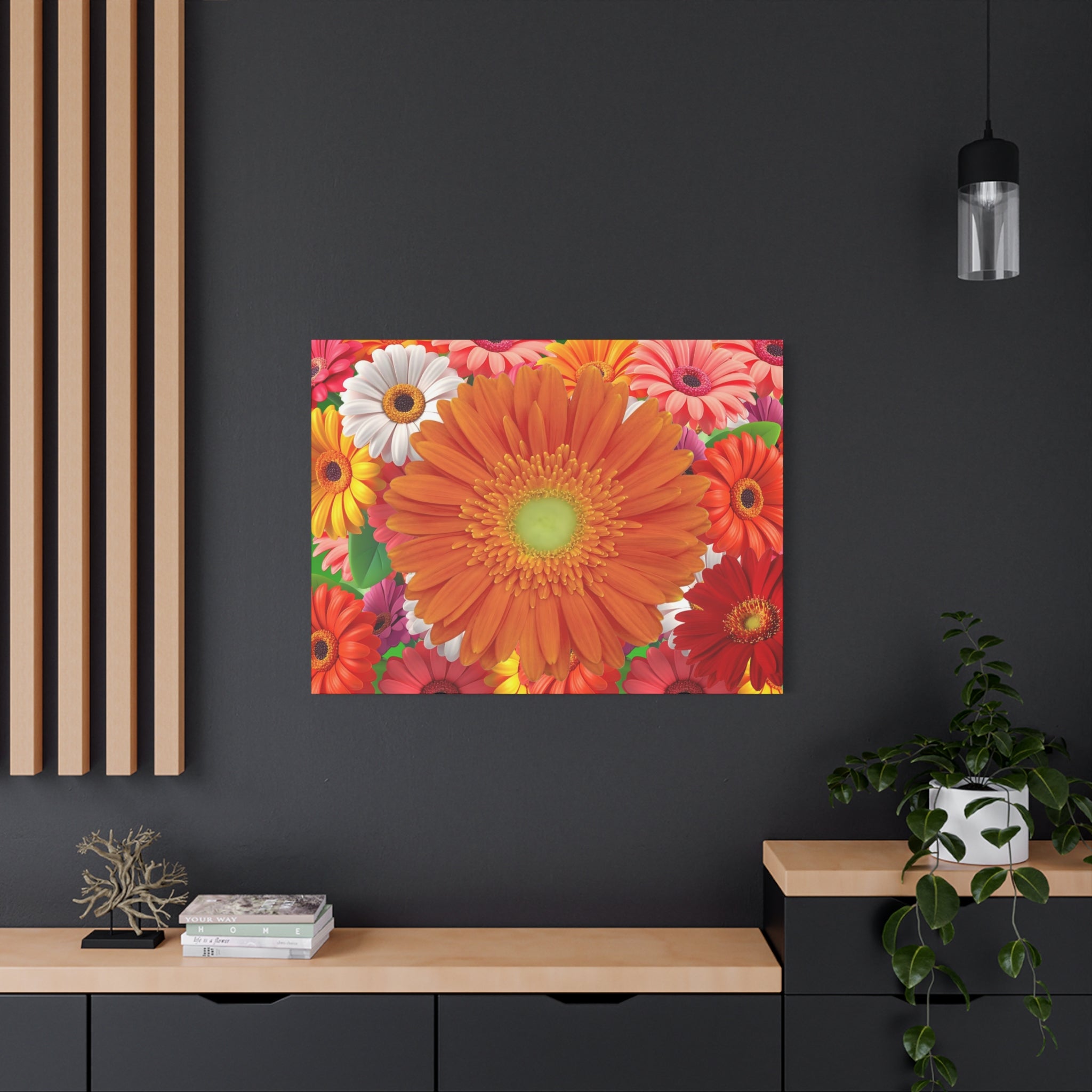 "Orange Gerbera" - Bright Gerbera Daisy Canvas Wall Art — Colorful Floral Botanical Print