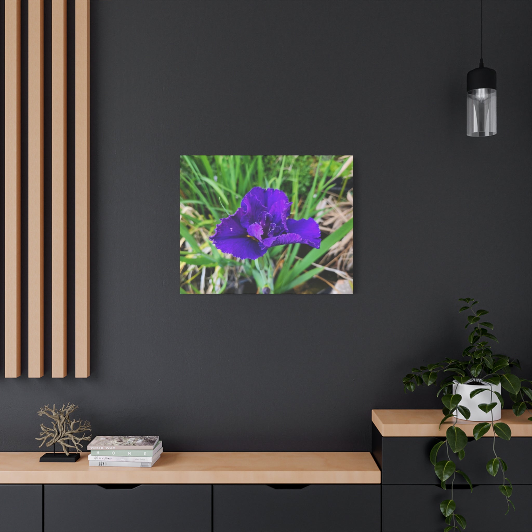 Purple Iris Floral Canvas Print — Matte Stretched Wall Art