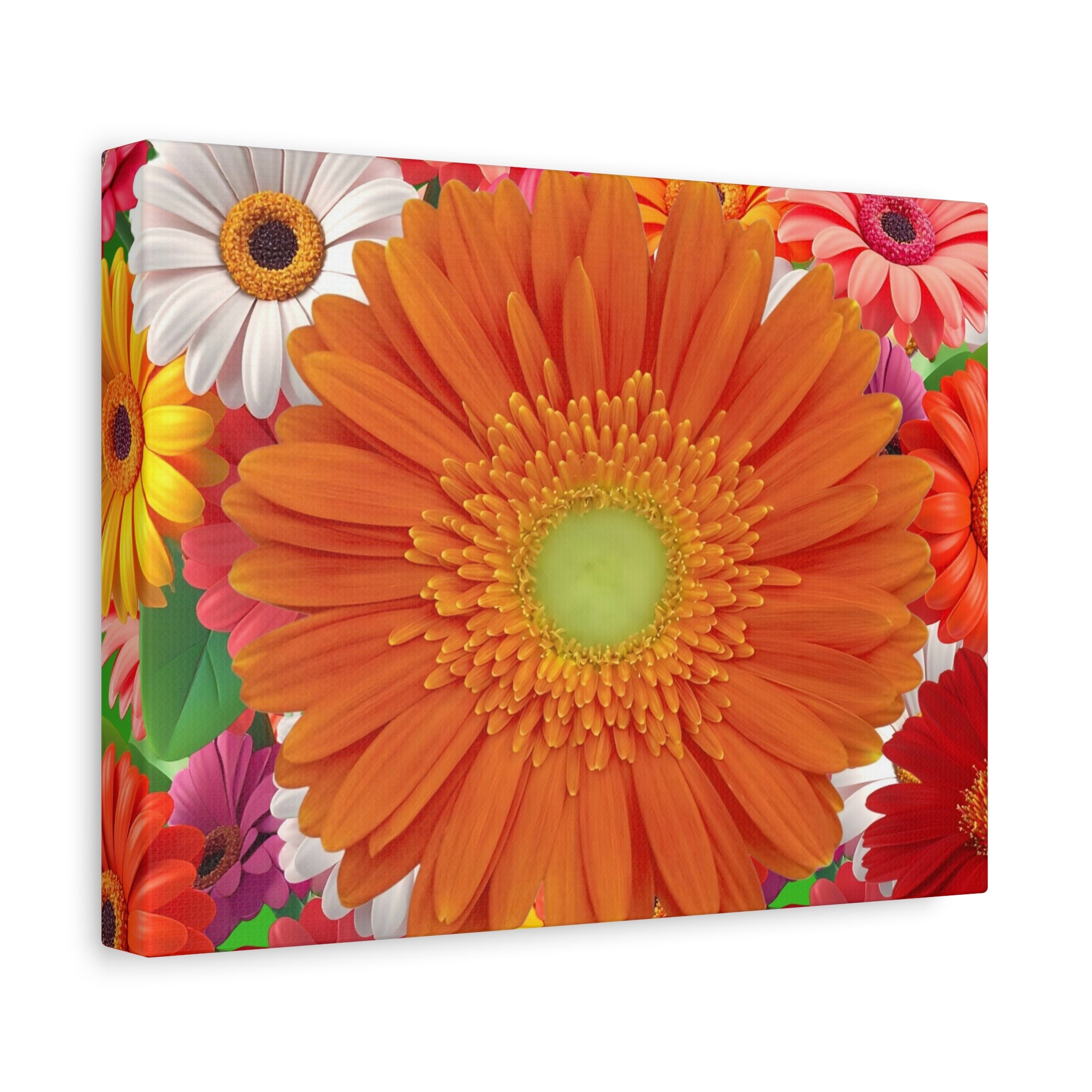 Gerbera Daisy Floral Matte Canvas Print — Vibrant Orange Flower Wall Art