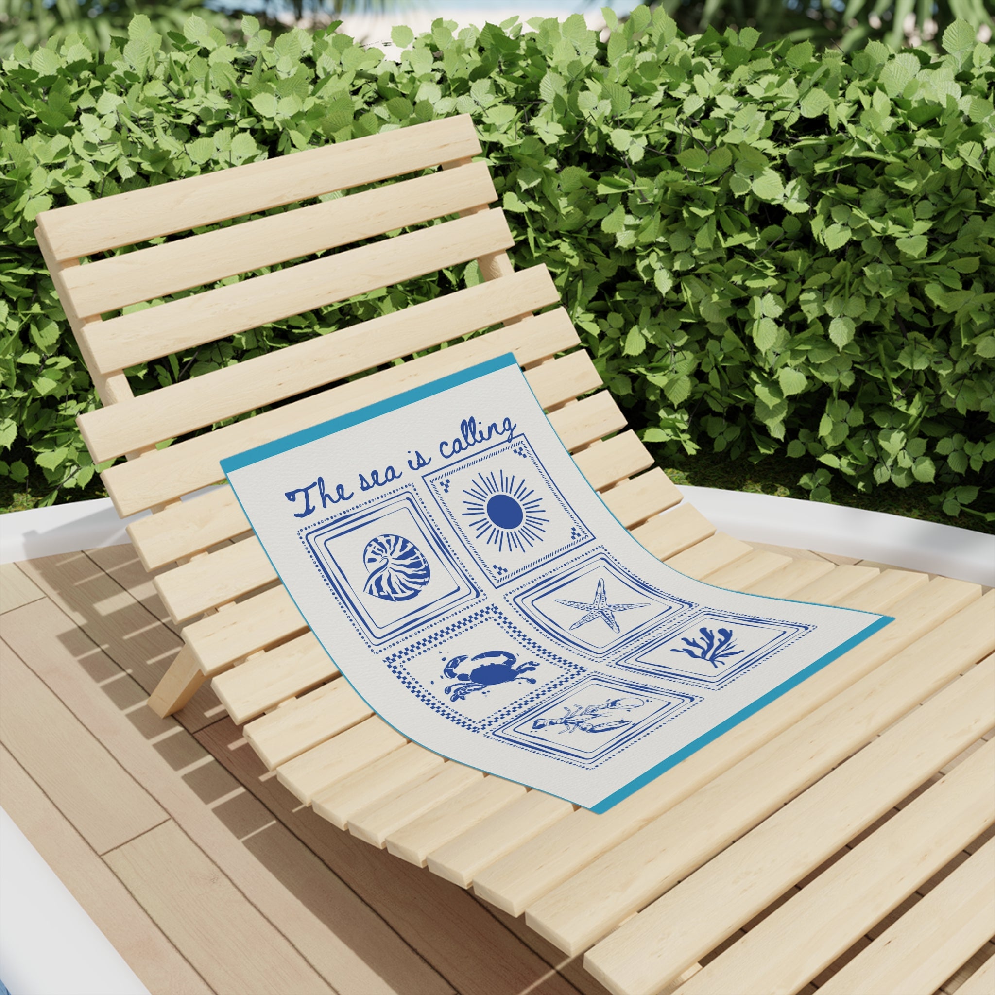 The Sea Is Calling Beach Towel – Nautical Shells & Starfish Beach Towel