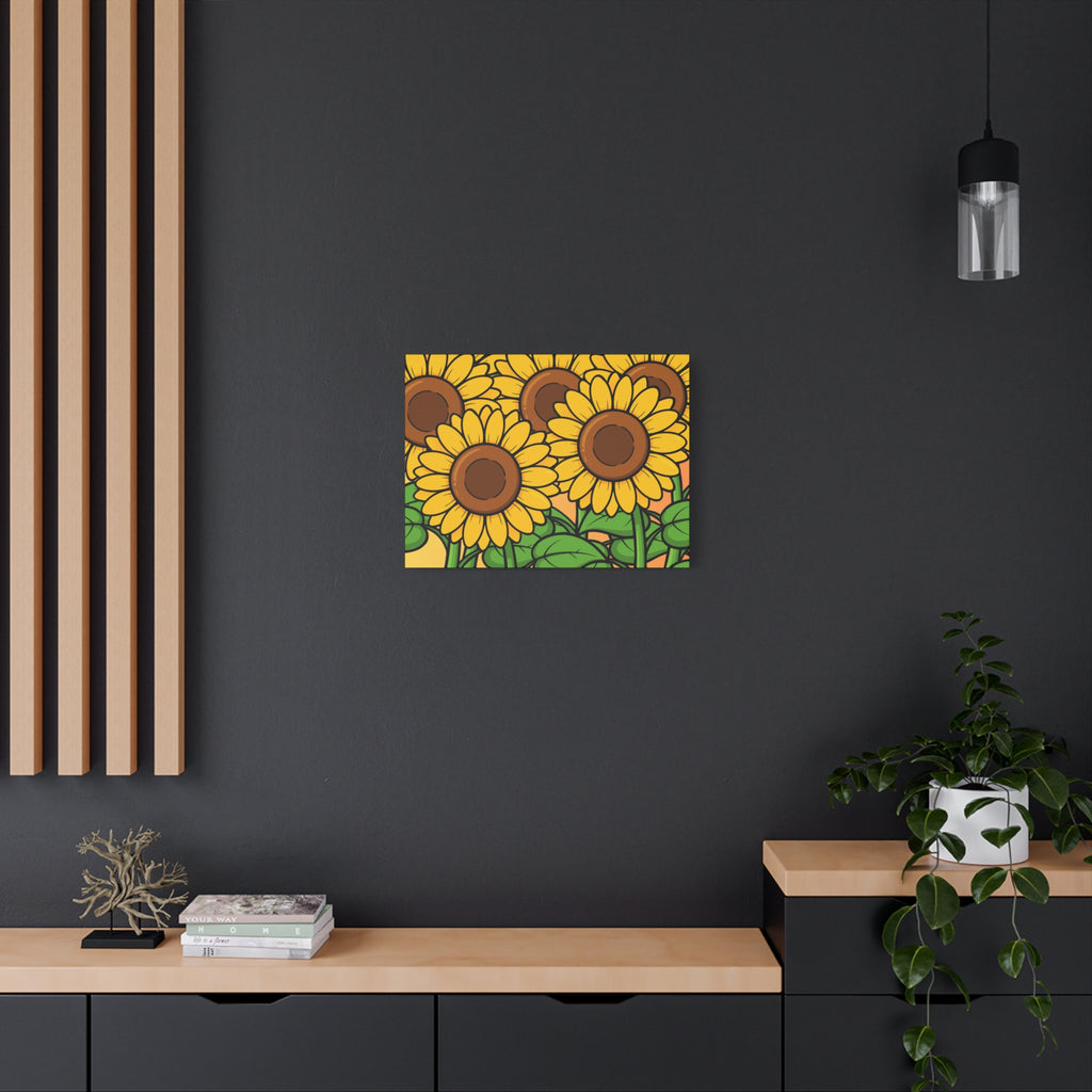 Sunflower Field Matte Canvas Wall Art — Bright Botanical Stretched Print