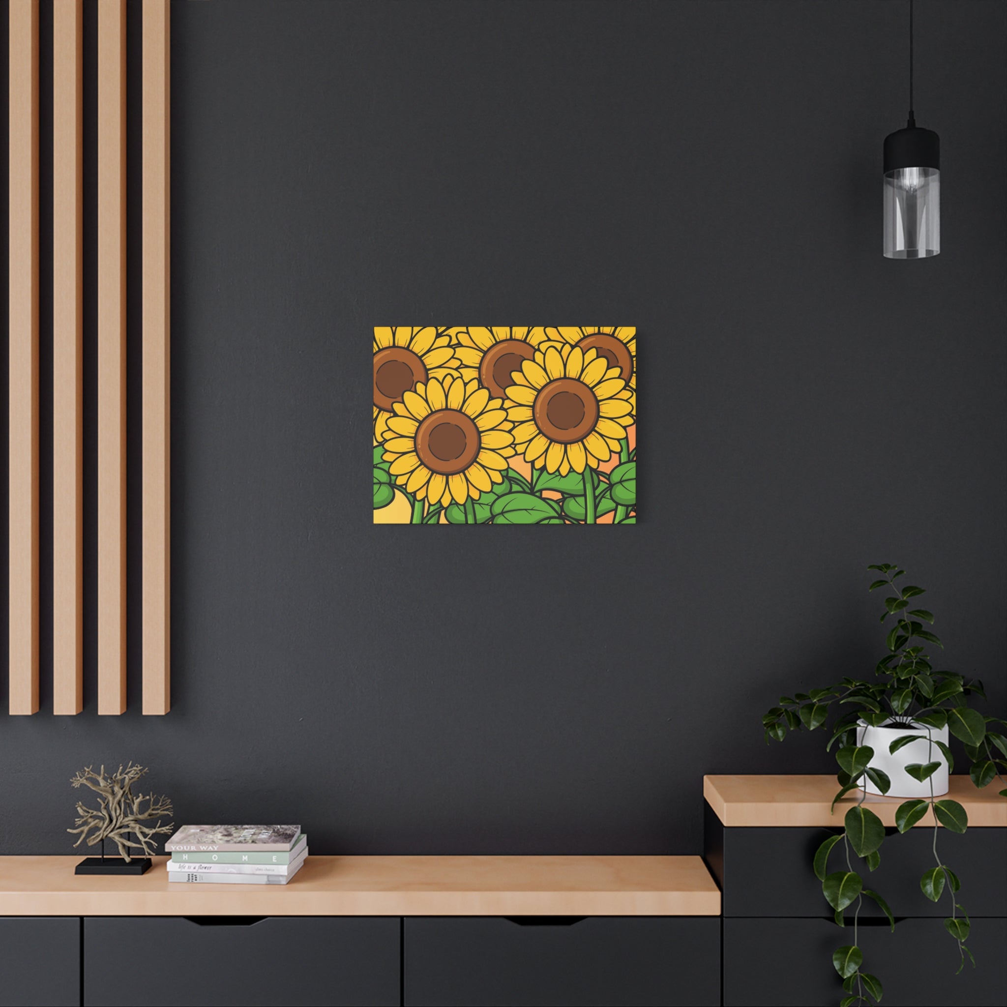 Sunflower Field Matte Canvas Wall Art — Bright Botanical Stretched Print