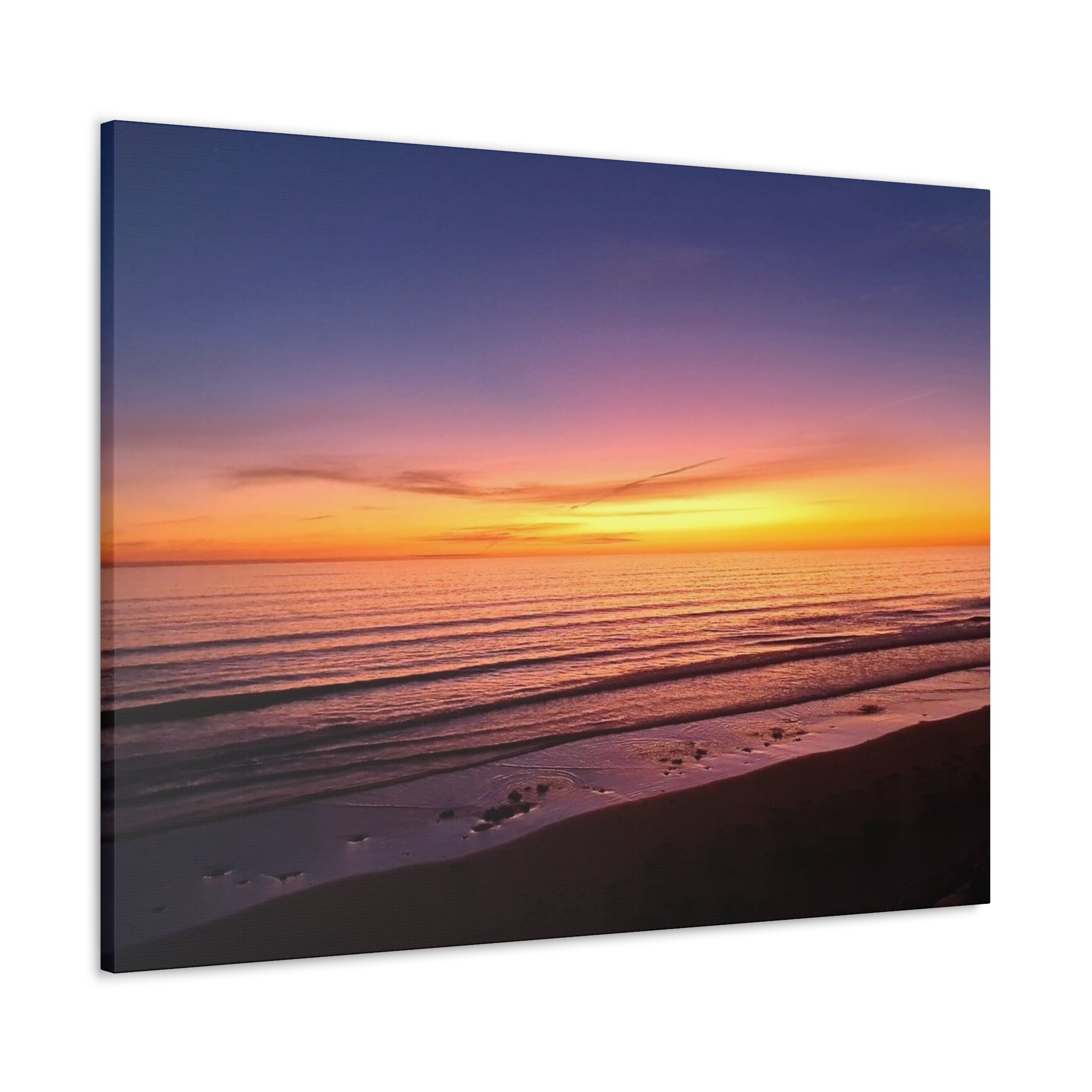 Sunset Beach Canvas Wall Art — Coastal Ocean Landscape Canvas Print