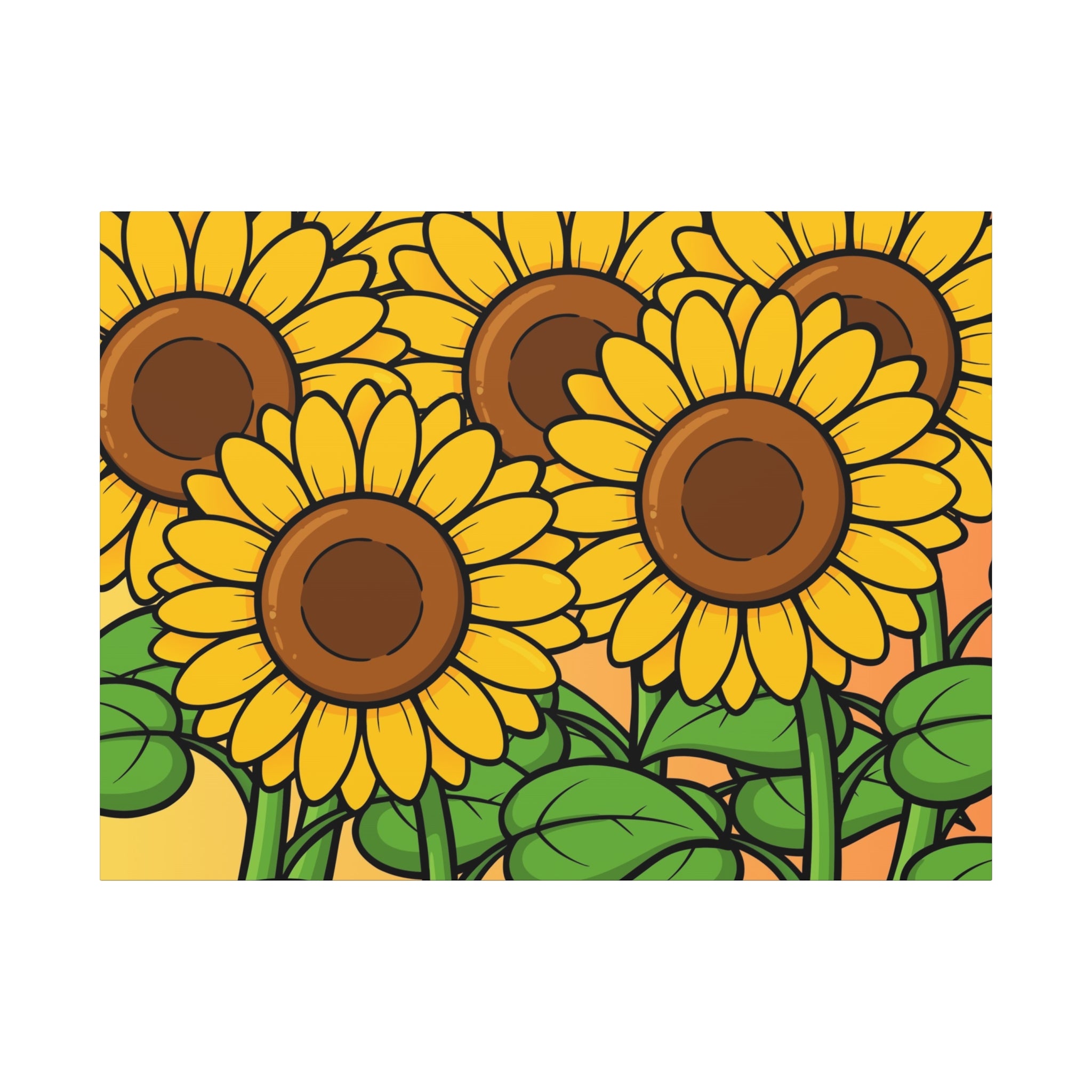 Sunflower Field Matte Canvas Wall Art — Bright Botanical Stretched Print