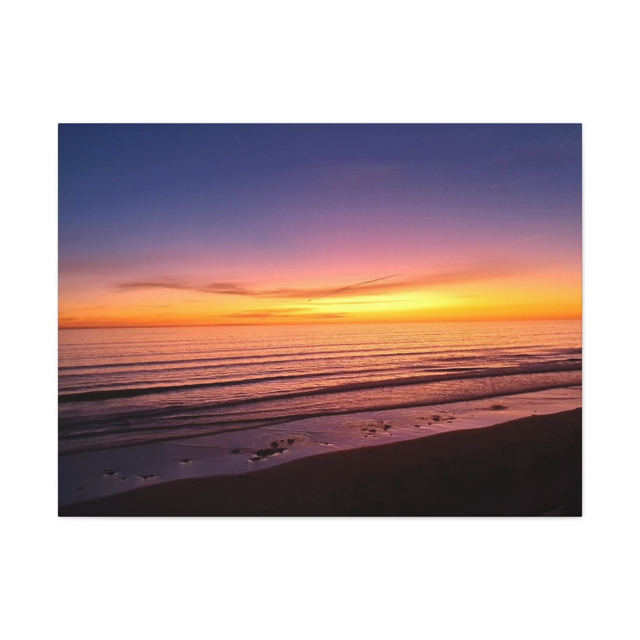 Sunset Beach Canvas Wall Art — Coastal Ocean Landscape Canvas Print