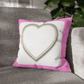 Pink Heart Frame Pillowcase — Square Decorative Throw Pillow Cover