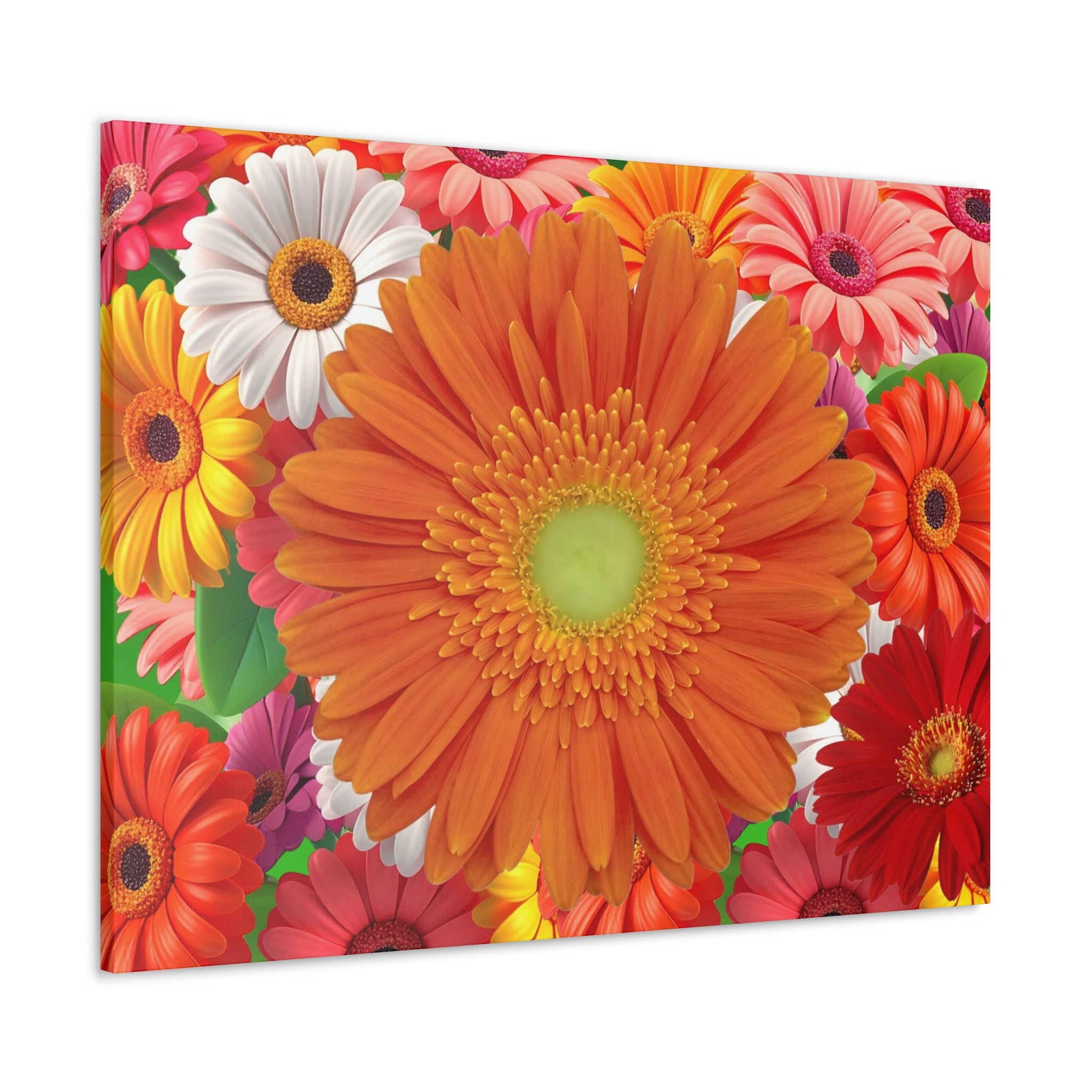 "Orange Gerbera" - Bright Gerbera Daisy Canvas Wall Art — Colorful Floral Botanical Print
