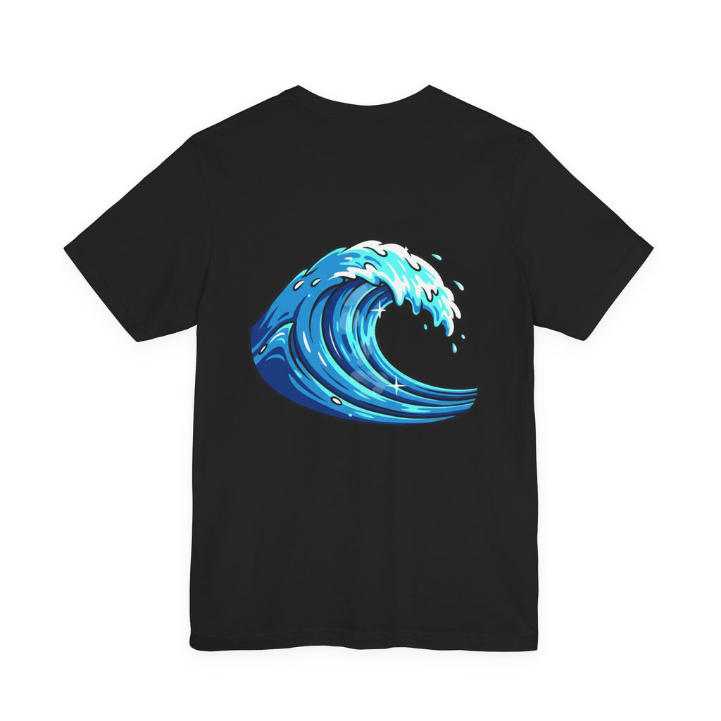 Surfing The Wave Tee — Retro Rainbow Front Text & Back Wave Graphic T-Shirt