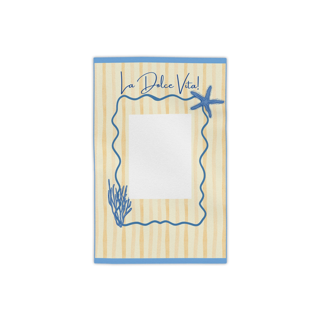La Dolce Vita Beach Towel - Coastal Starfish & Coral Striped Towel