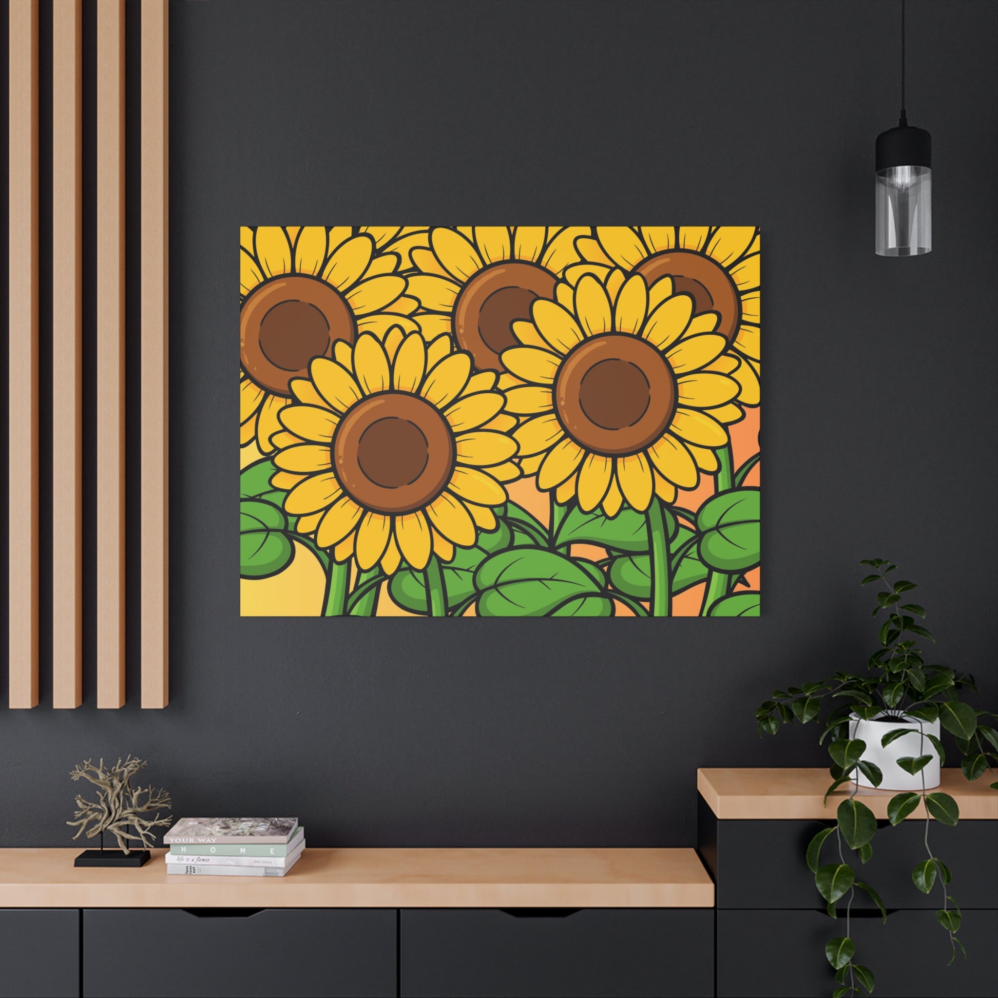 Sunflower Field Matte Canvas Wall Art — Bright Botanical Stretched Print
