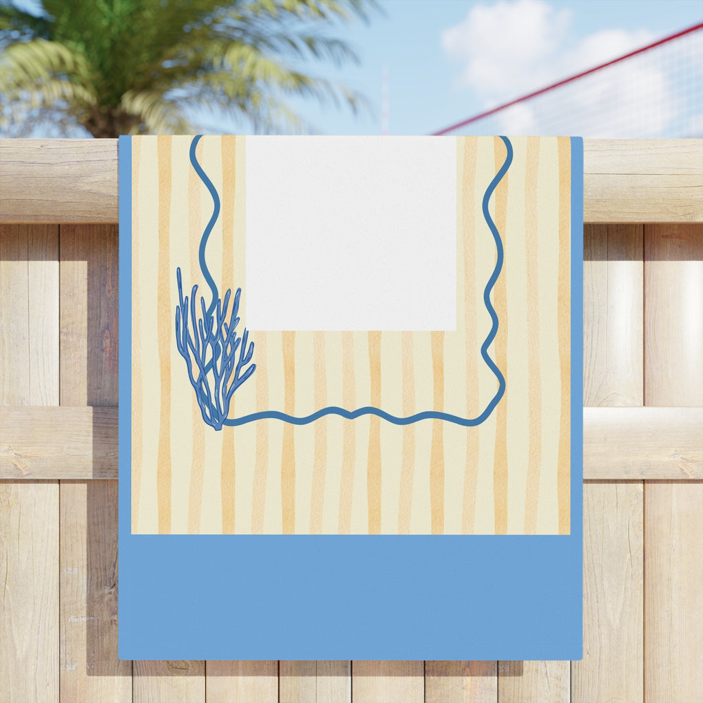 La Dolce Vita Beach Towel - Coastal Starfish & Coral Striped Towel