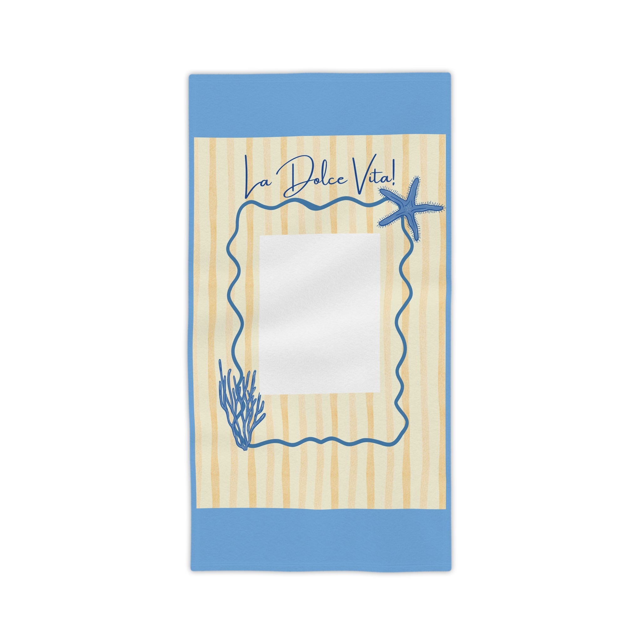 La Dolce Vita Beach Towel - Coastal Starfish & Coral Striped Towel