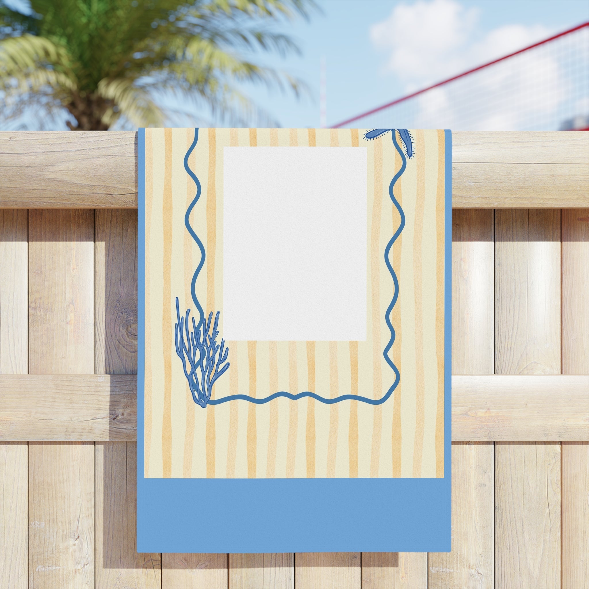 La Dolce Vita Beach Towel - Coastal Starfish & Coral Striped Towel