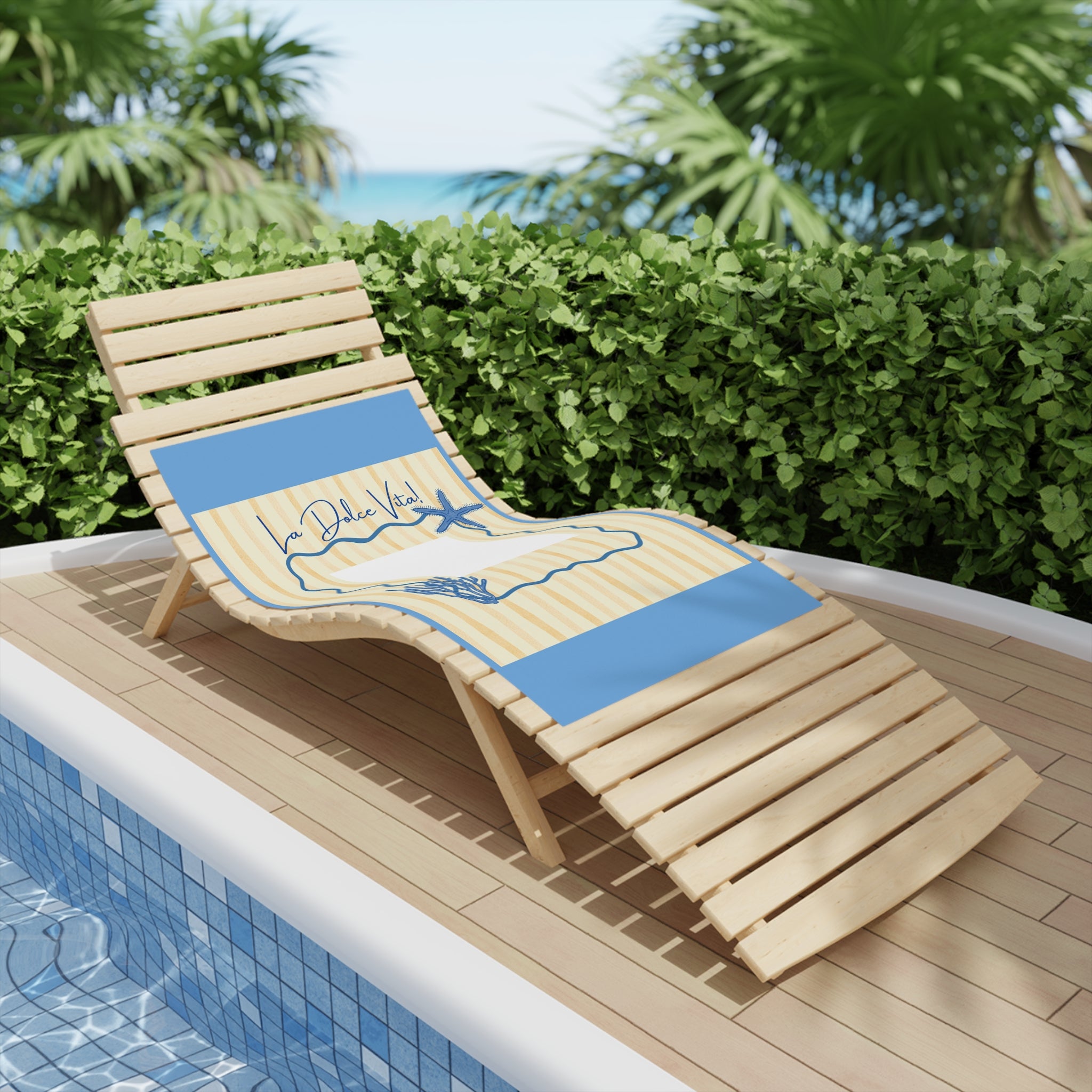 La Dolce Vita Beach Towel - Coastal Starfish & Coral Striped Towel