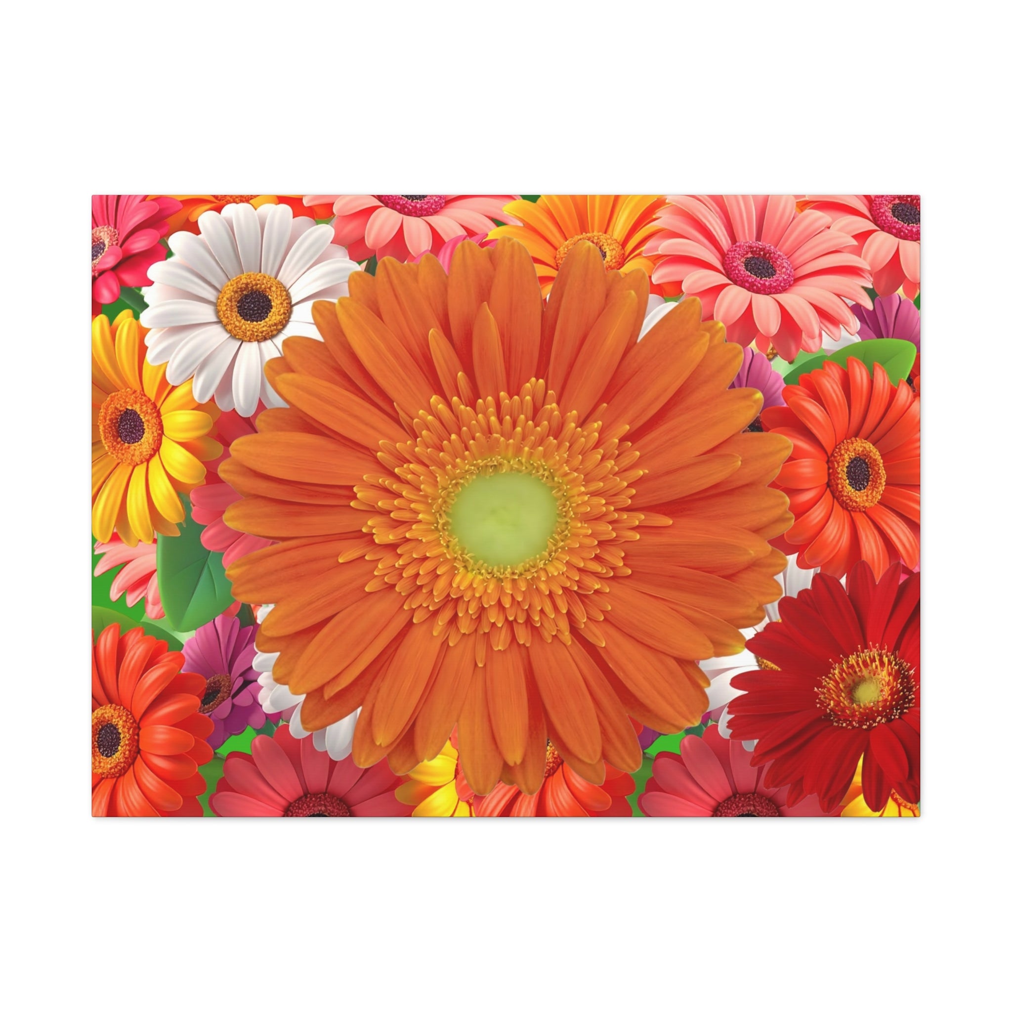 "Orange Gerbera" - Bright Gerbera Daisy Canvas Wall Art — Colorful Floral Botanical Print