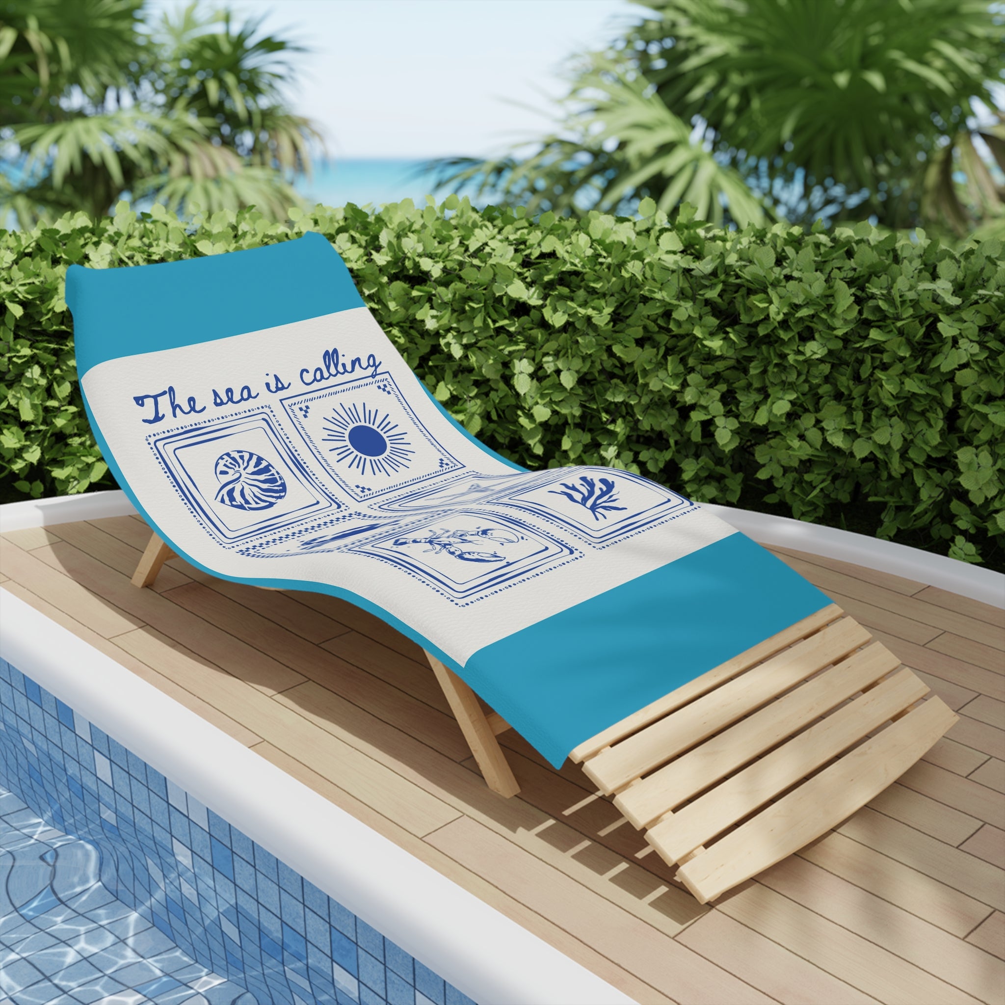 The Sea Is Calling Beach Towel – Nautical Shells & Starfish Beach Towel