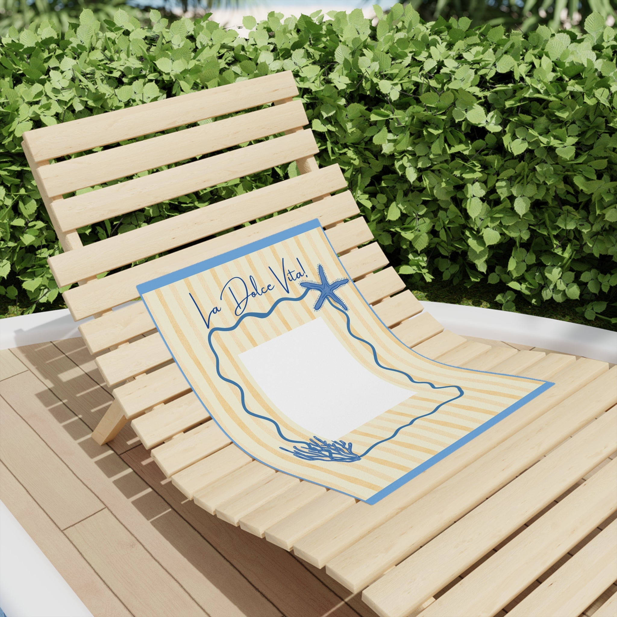 La Dolce Vita Beach Towel - Coastal Starfish & Coral Striped Towel