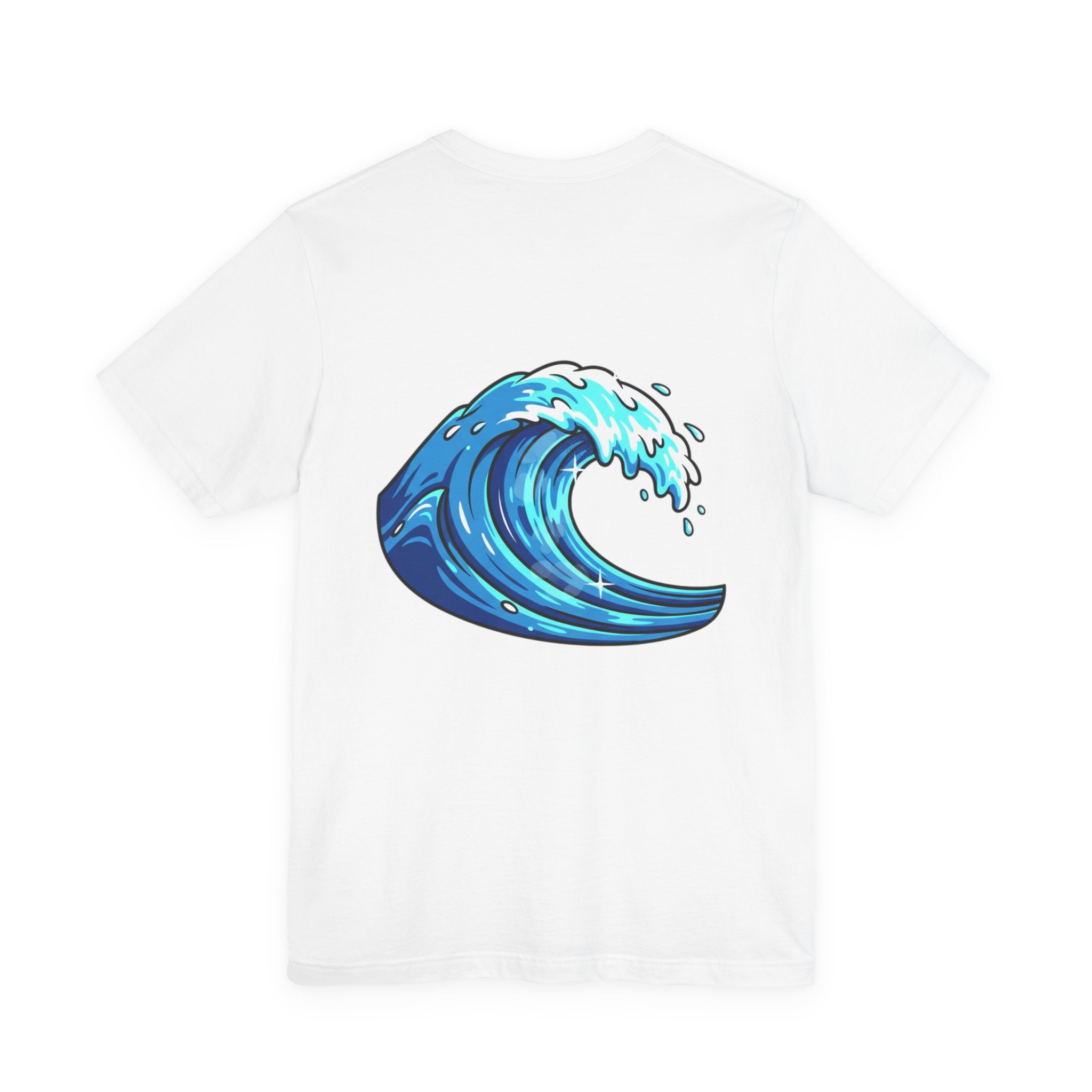Surfing The Wave Tee — Retro Rainbow Front Text & Back Wave Graphic T-Shirt