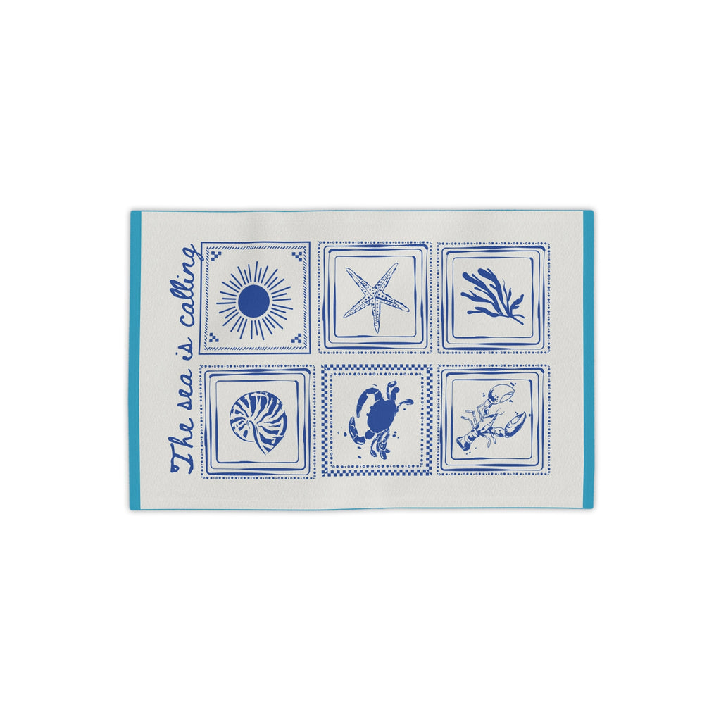 The Sea Is Calling Beach Towel – Nautical Shells & Starfish Beach Towel