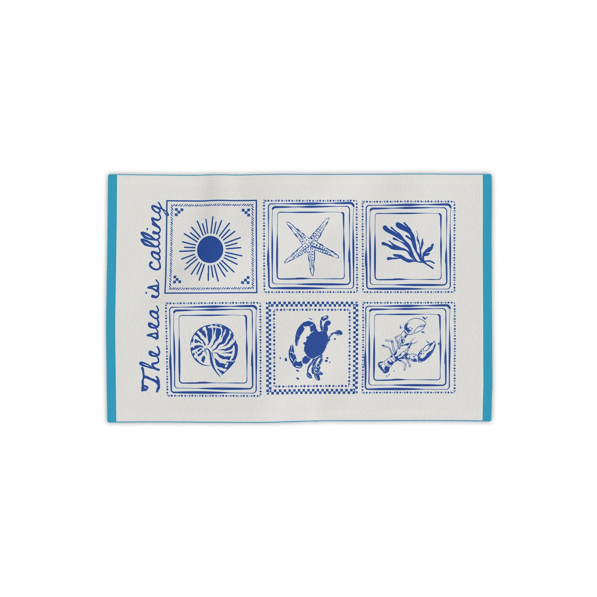 The Sea Is Calling Beach Towel – Nautical Shells & Starfish Beach Towel