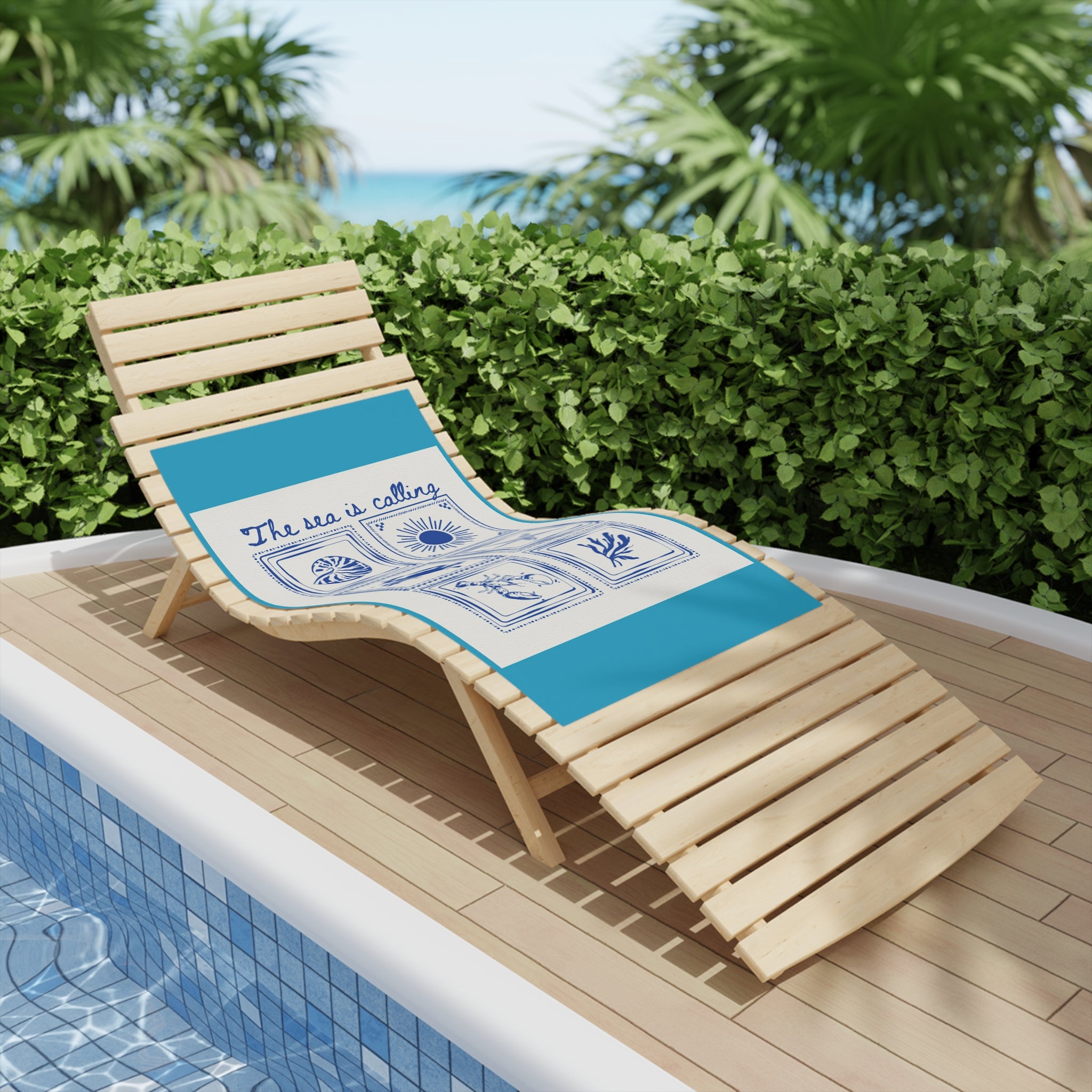 The Sea Is Calling Beach Towel – Nautical Shells & Starfish Beach Towel