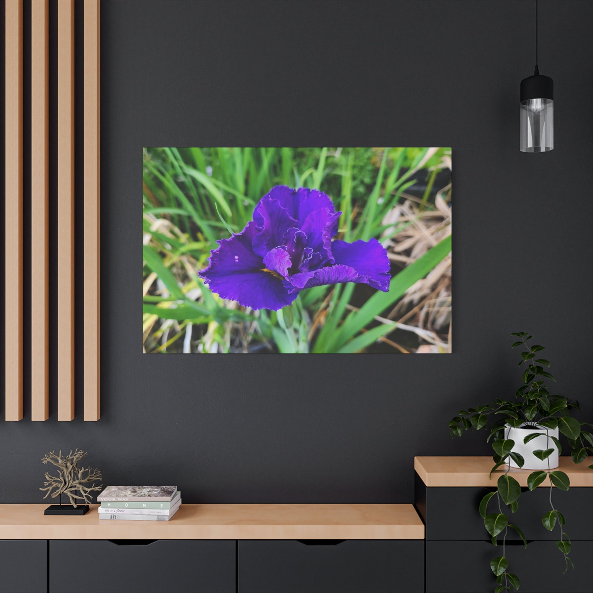 Purple Iris Floral Canvas Print — Matte Stretched Wall Art