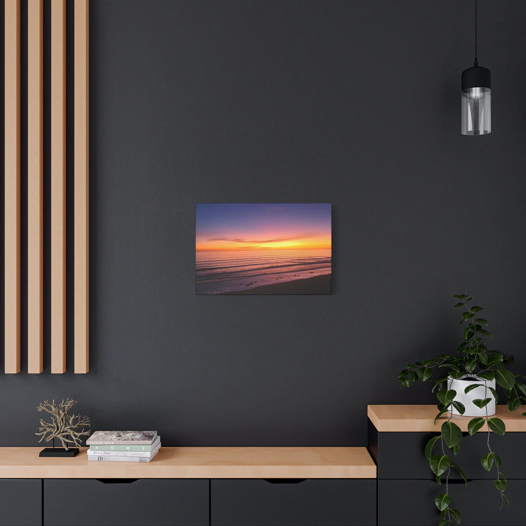 Sunset Beach Canvas Wall Art — Coastal Ocean Landscape Canvas Print