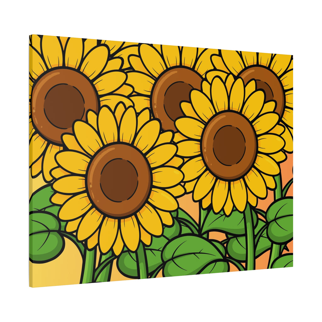 Sunflower Field Matte Canvas Wall Art — Bright Botanical Stretched Print