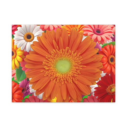 Gerbera Daisy Floral Matte Canvas Print — Vibrant Orange Flower Wall Art