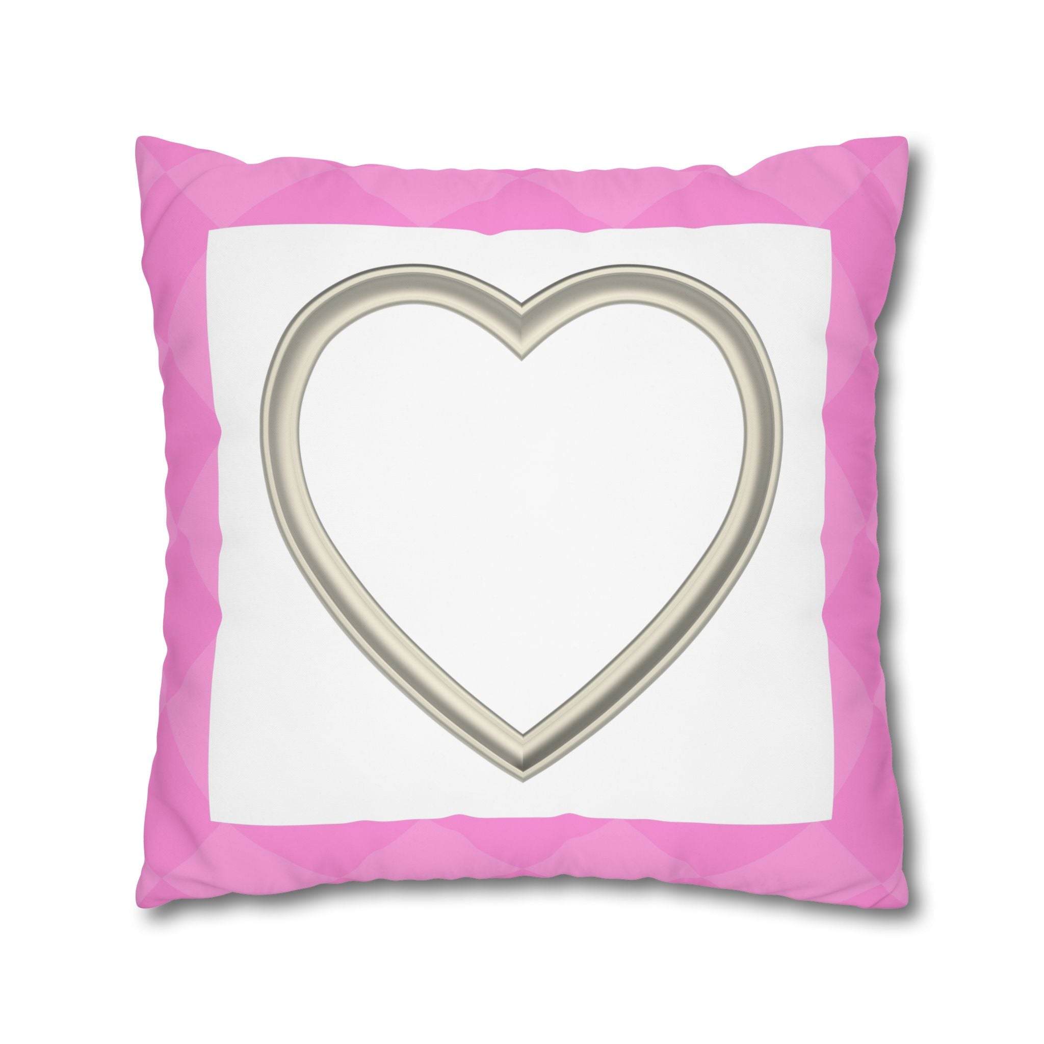Pink Heart Frame Pillowcase — Square Decorative Throw Pillow Cover