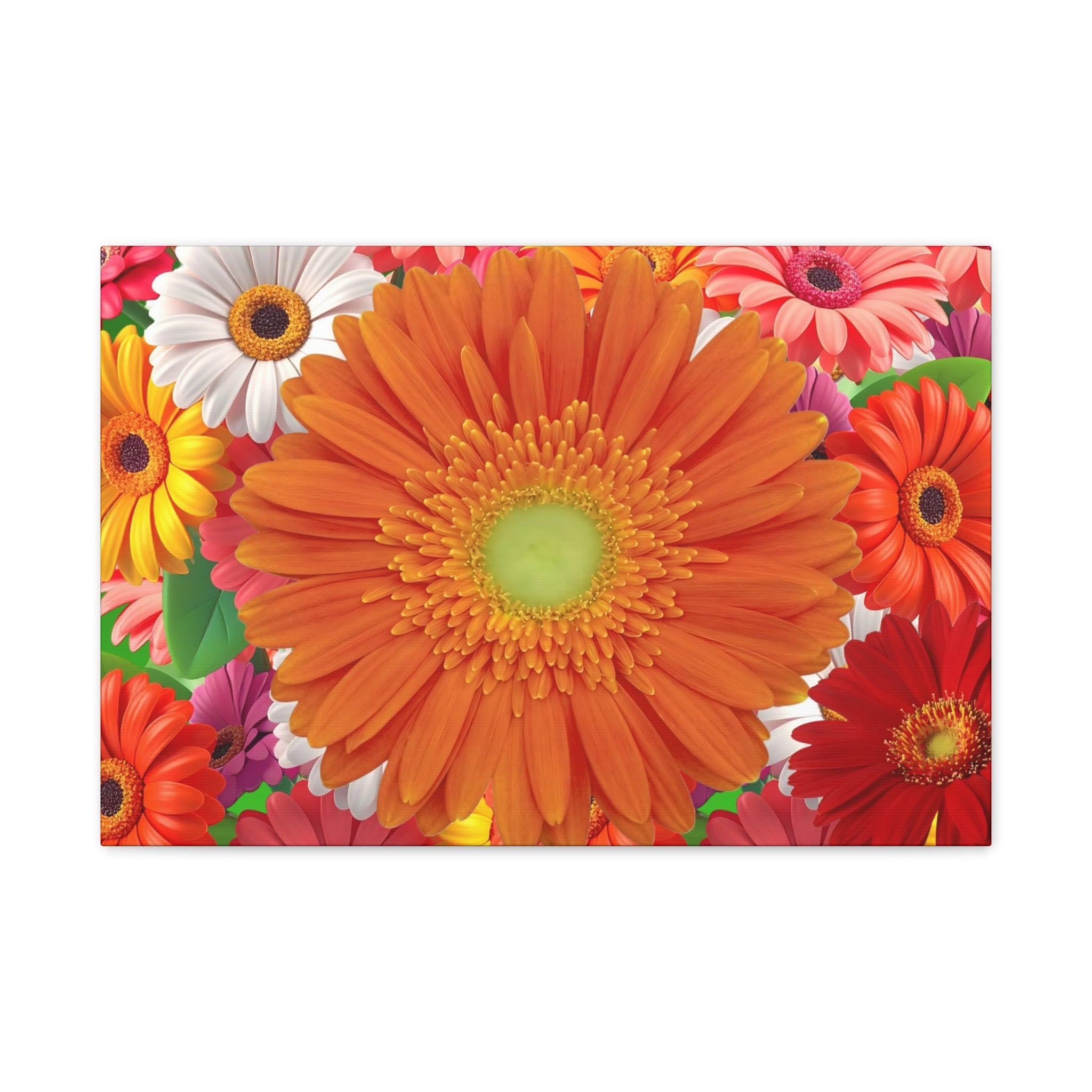 "Orange Gerbera" - Bright Gerbera Daisy Canvas Wall Art — Colorful Floral Botanical Print