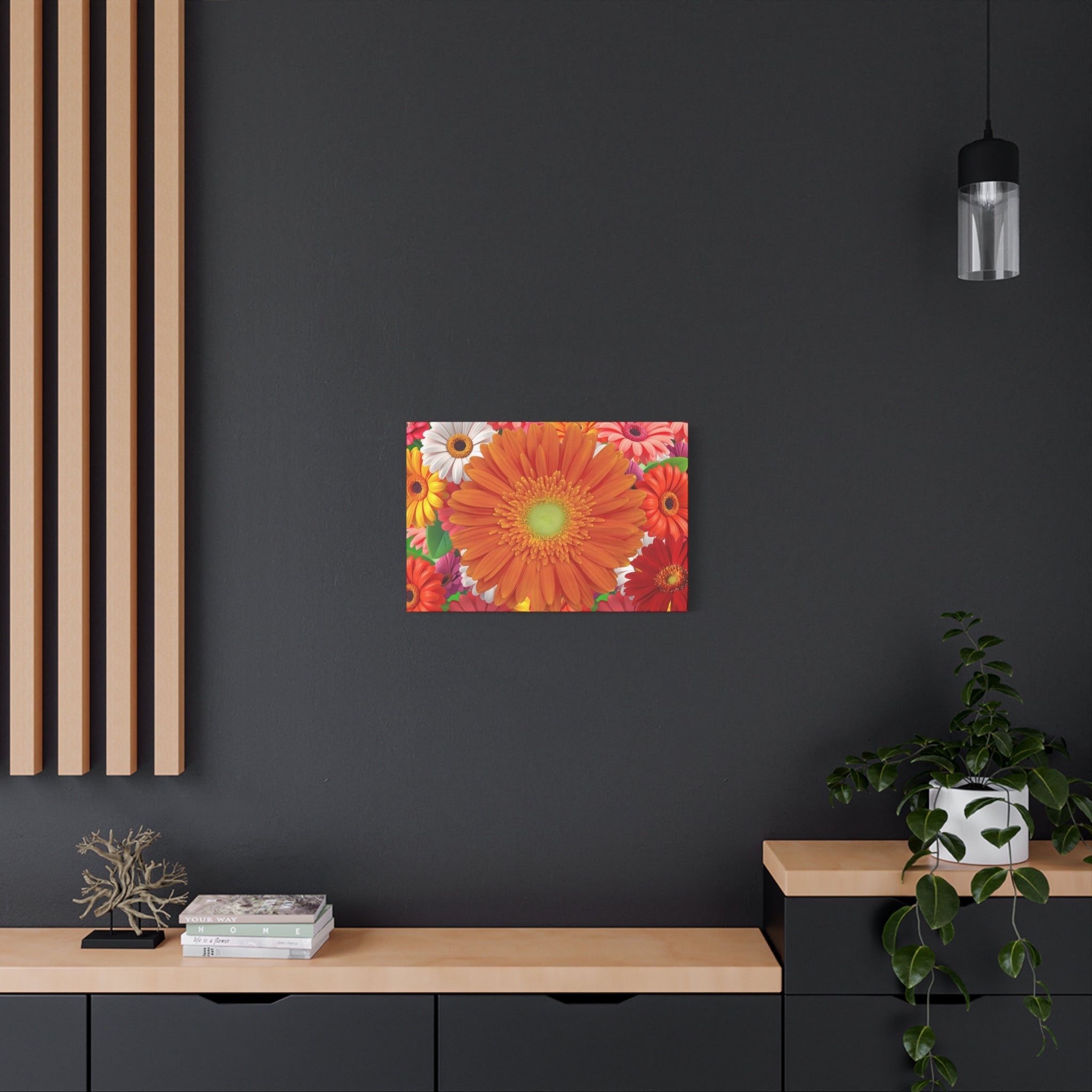 "Orange Gerbera" - Bright Gerbera Daisy Canvas Wall Art — Colorful Floral Botanical Print