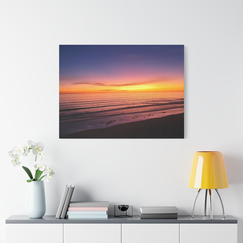 Sunset Beach Canvas Wall Art — Coastal Ocean Landscape Canvas Print